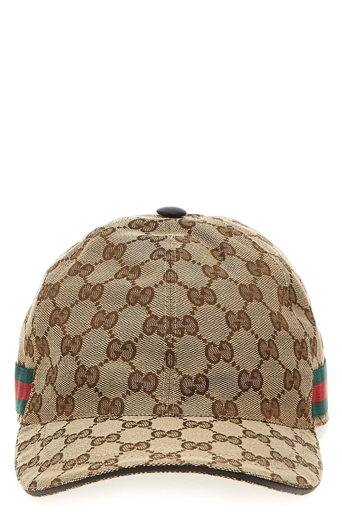 Gucci Men Beige Baseball Cap With Web Detail On The Side In Gg Canvas Man In Burgundy