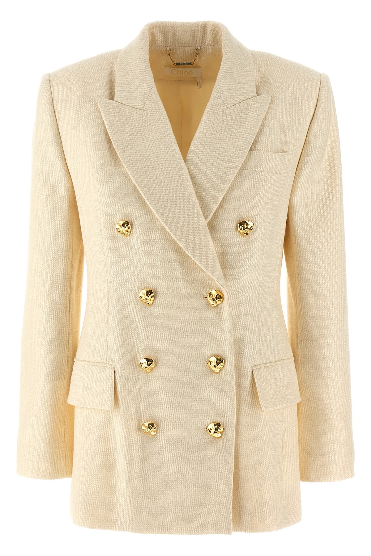 Chloé Double-breasted Blazer With Gold-tone Buttons In Neutral