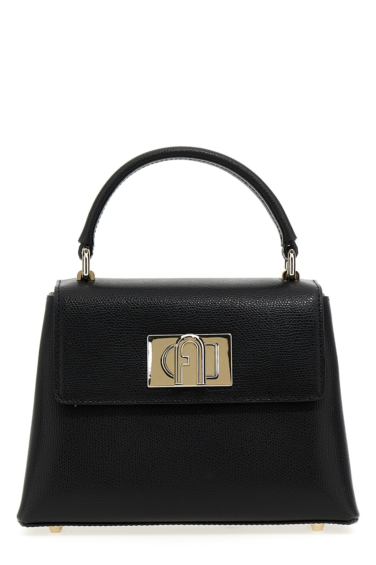 Furla Leather Mini Bag With Detachable Strap And Metal Hardware In Black
