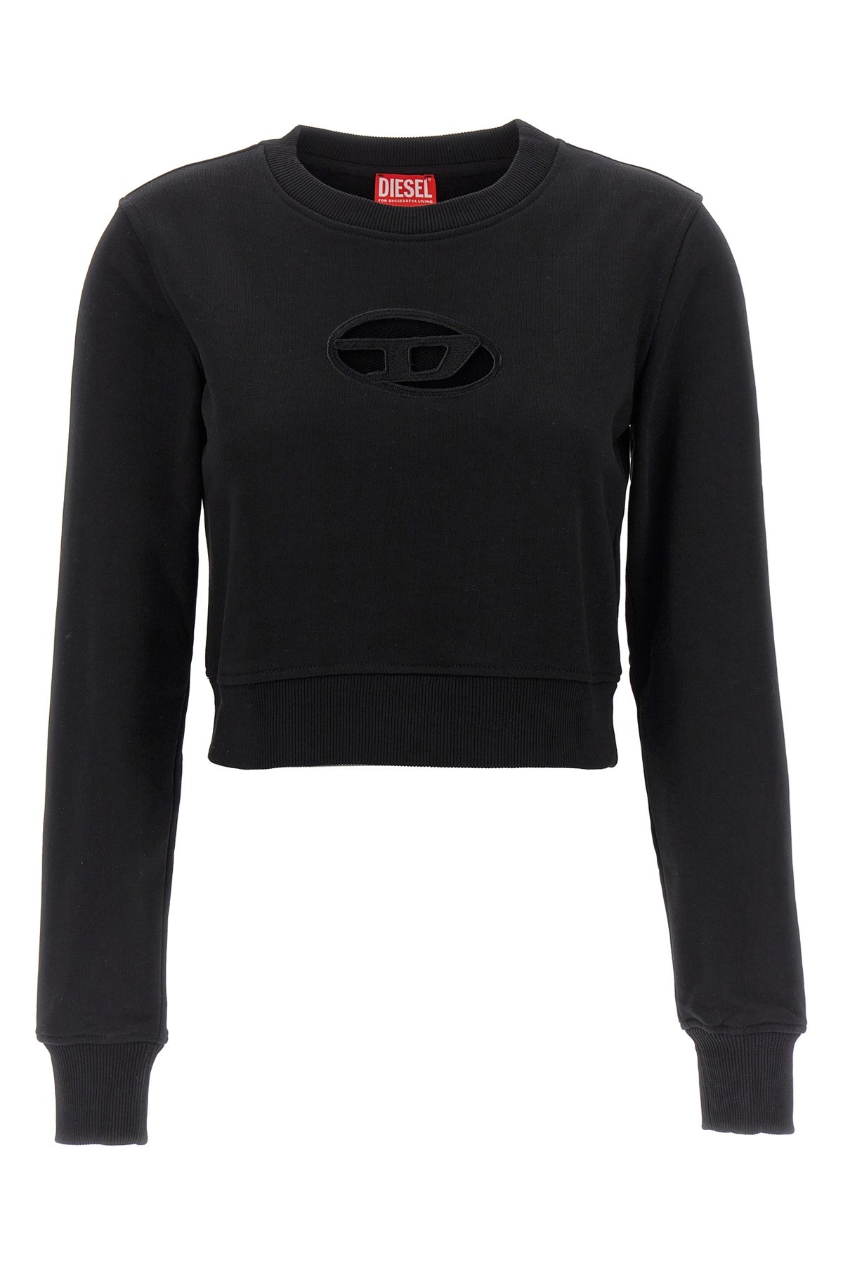 Diesel F-slimmy Cropped Sweatshirt In Black