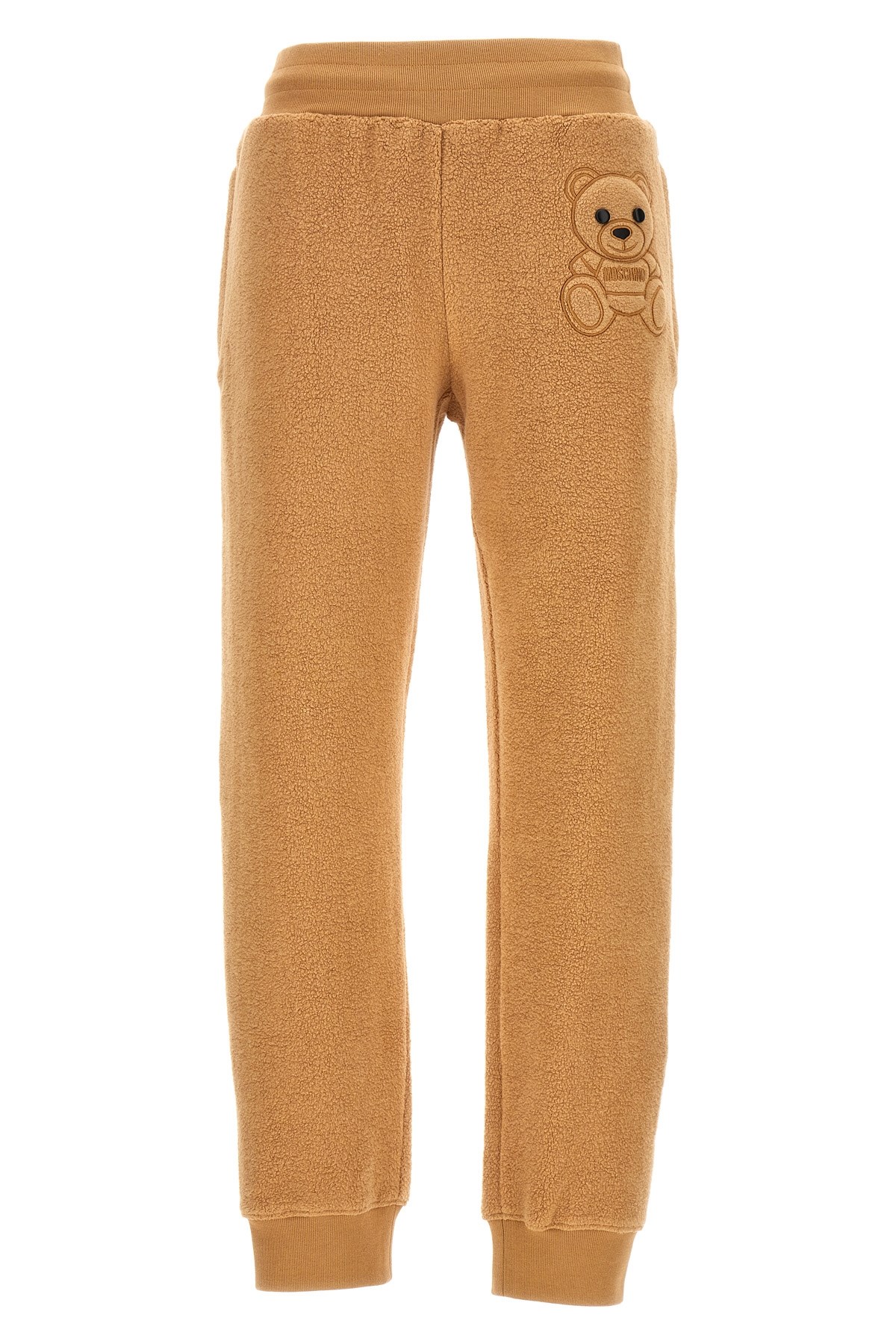 Moschino Soft Cotton Joggers With Teddy Bear Embroidery In Nude