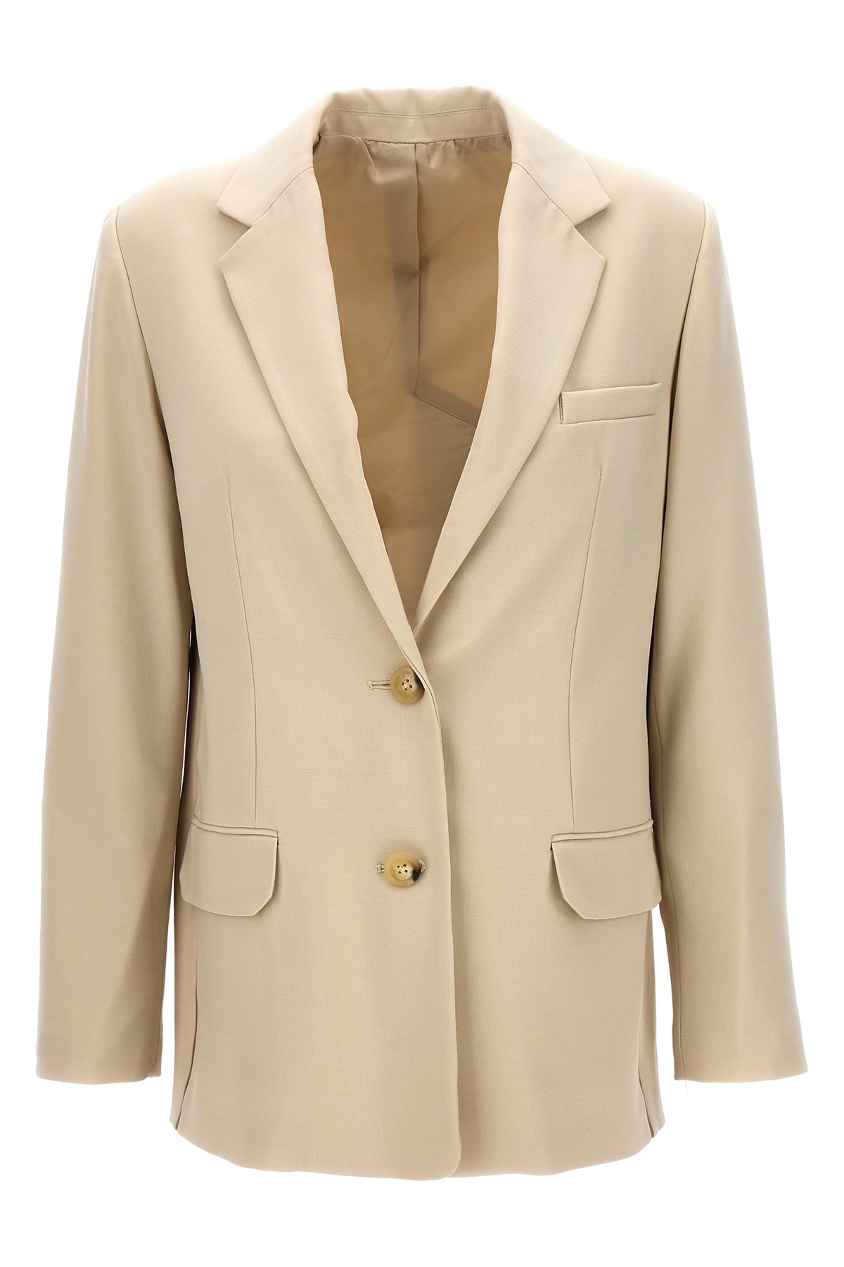 Helmut Lang Single-breasted Wool Blend Blazer In Neutral