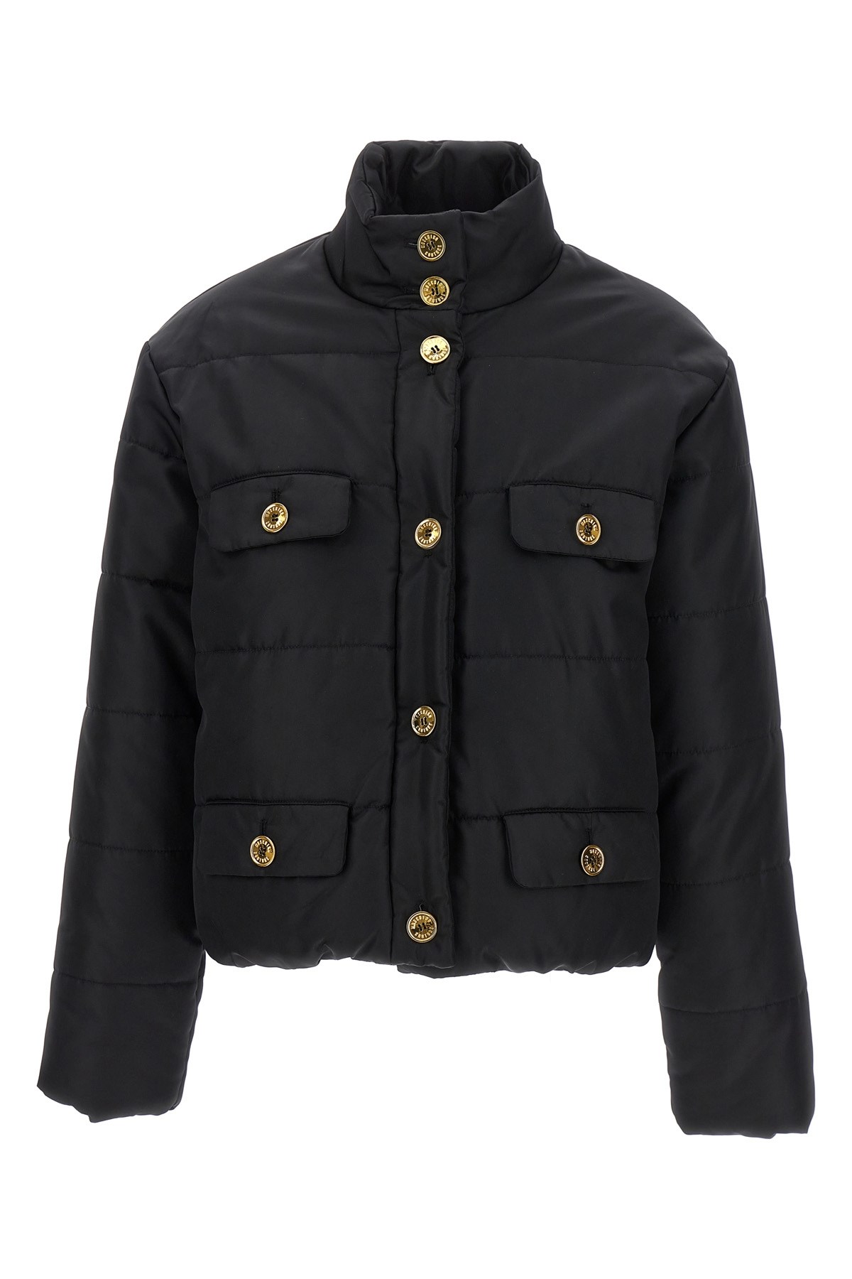 Moschino Button-up Puffer Jacket In Black