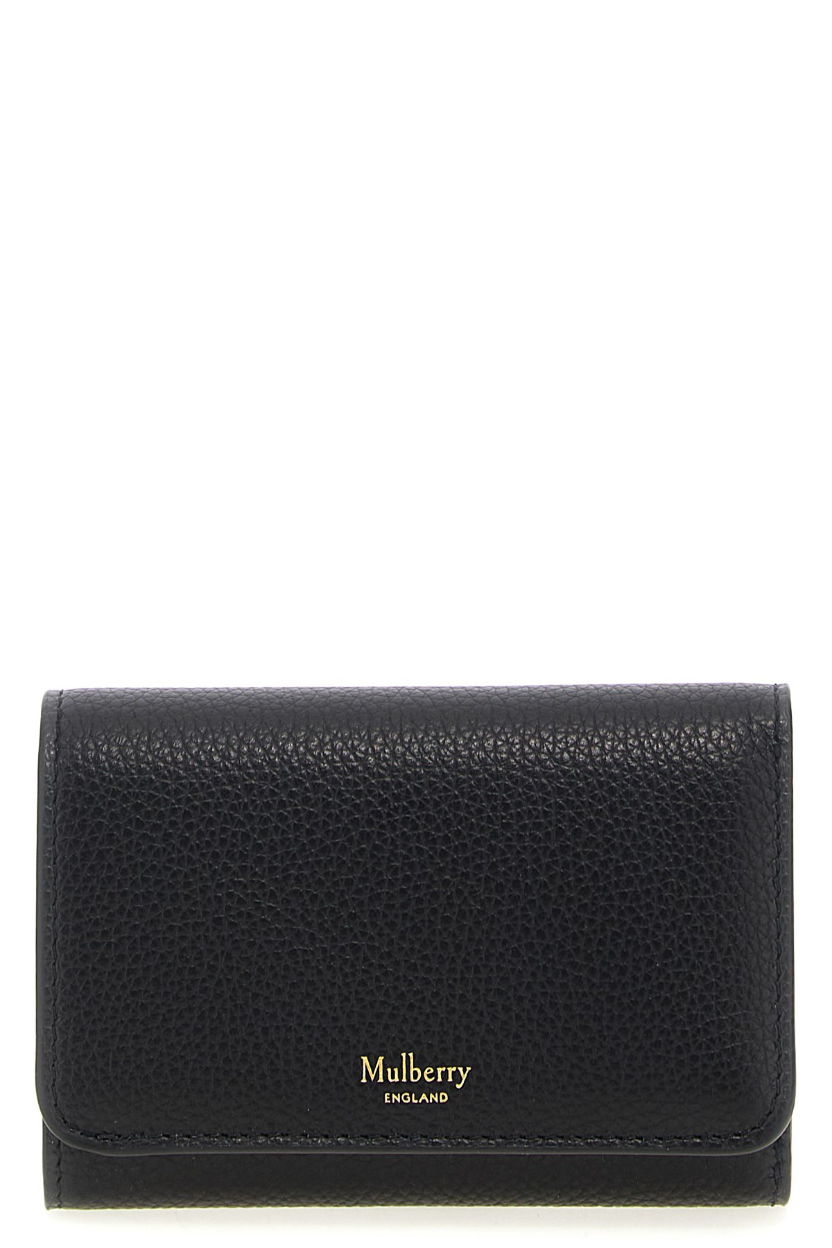 Mulberry Textured Trifold Continental Wallet With Gold-tone Hardware In Black