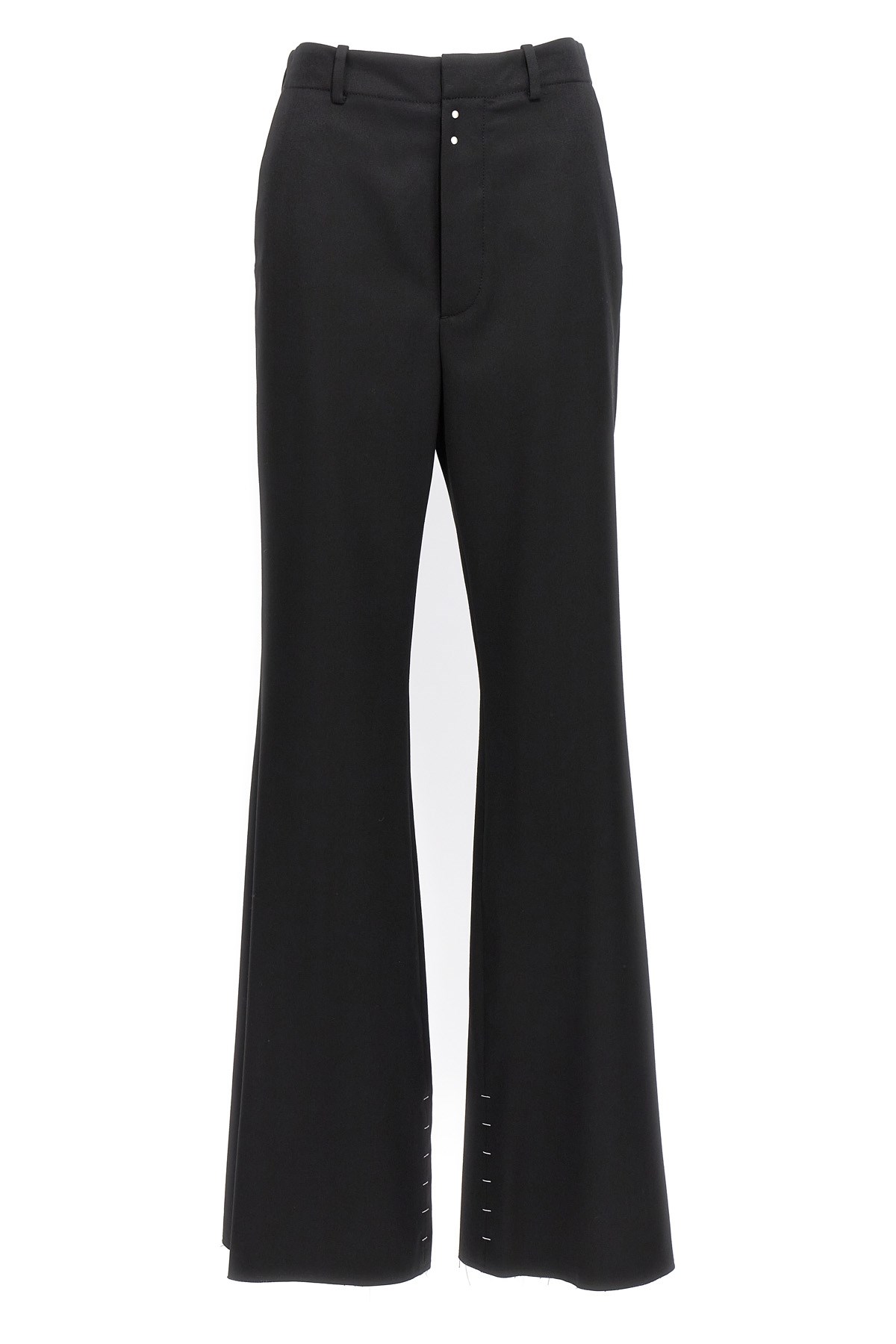 Mm6 Maison Margiela Mm6 By Maison Margiela Flared Black Wool Blend Pants With Contrast Stitching