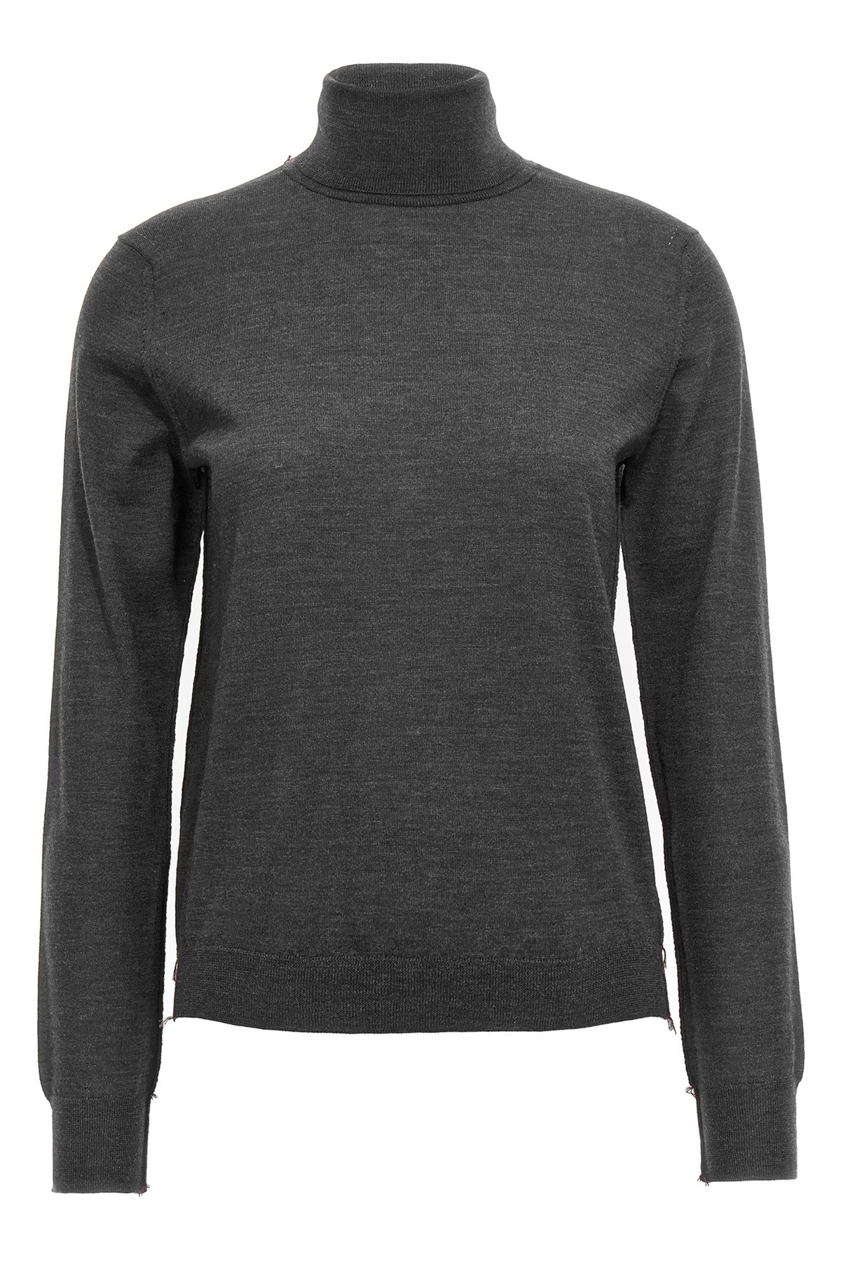 Maison Margiela Grey Stitching Wool Turtleneck Sweater