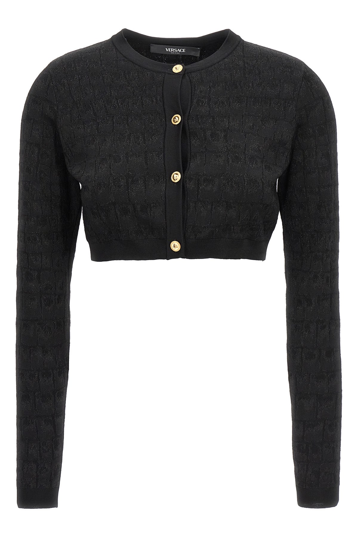 Versace Crocodile Jacquard Knit Cardigan With Gold Buttons