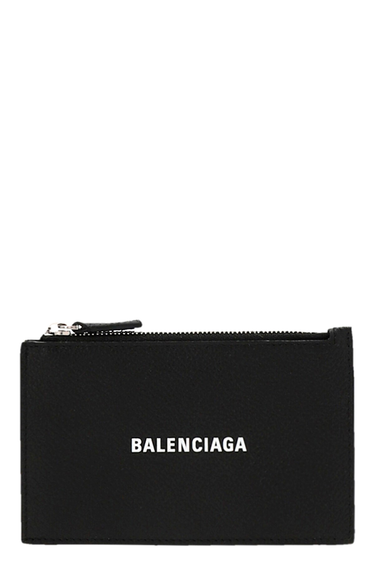 Balenciaga Black Leather Wallet With Logo In Black