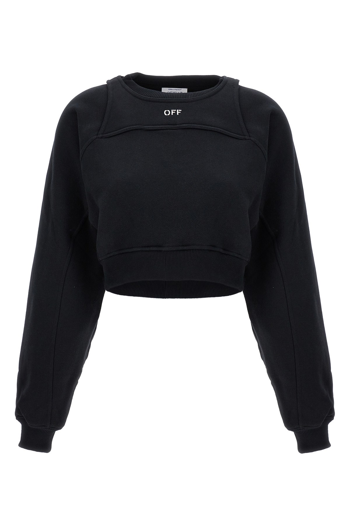 Off-white Cotton Sweatshirt With Frontal Logo In Black
