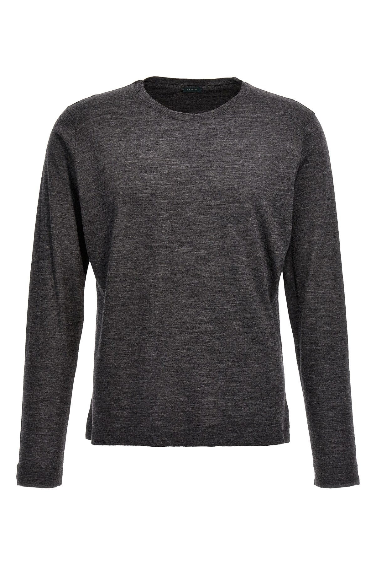 Zanone Heathered Grey Crewneck Wool Sweater With Classic Fit In Gray