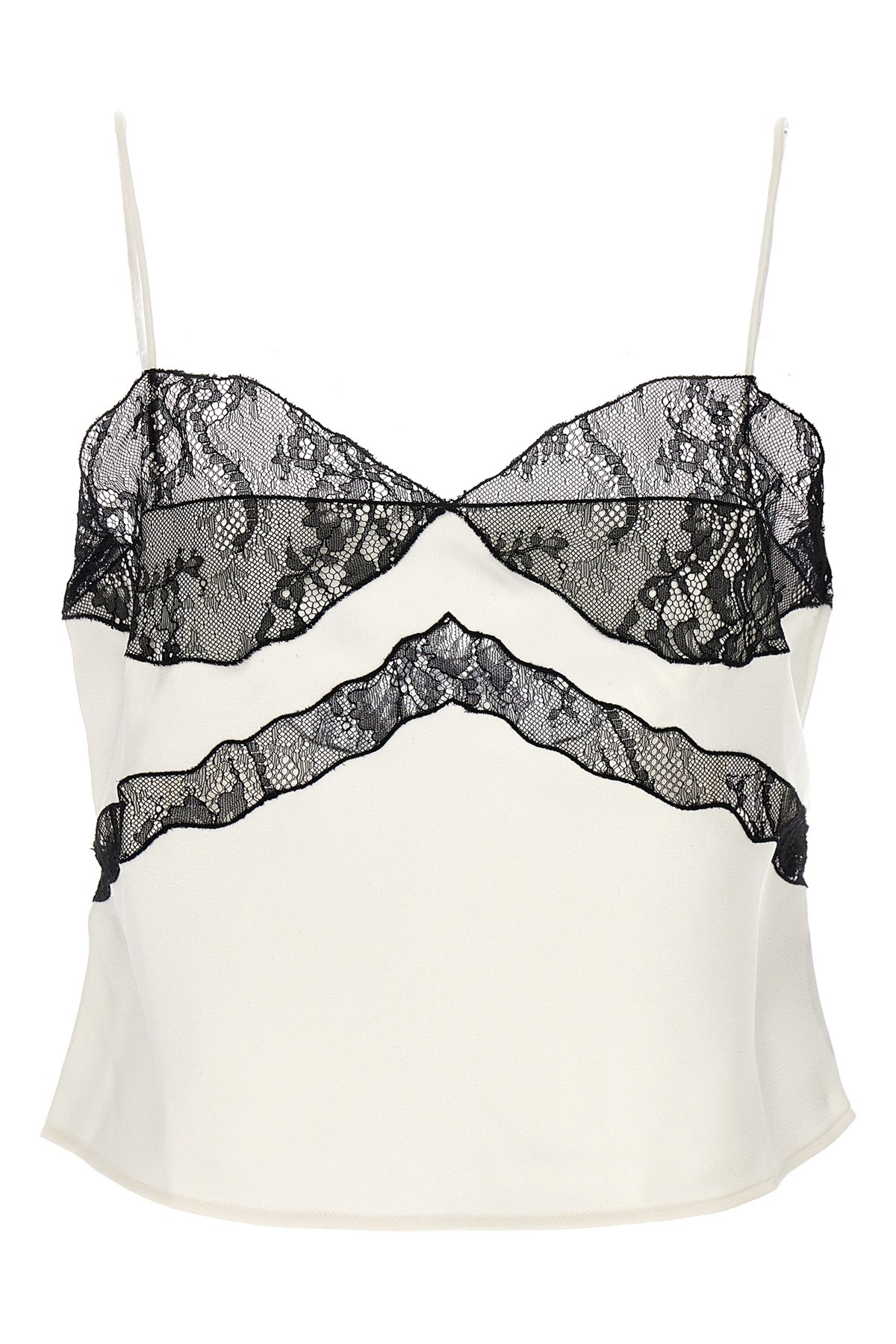 The Andamane Narcisa Lace Trim Cropped Top In White