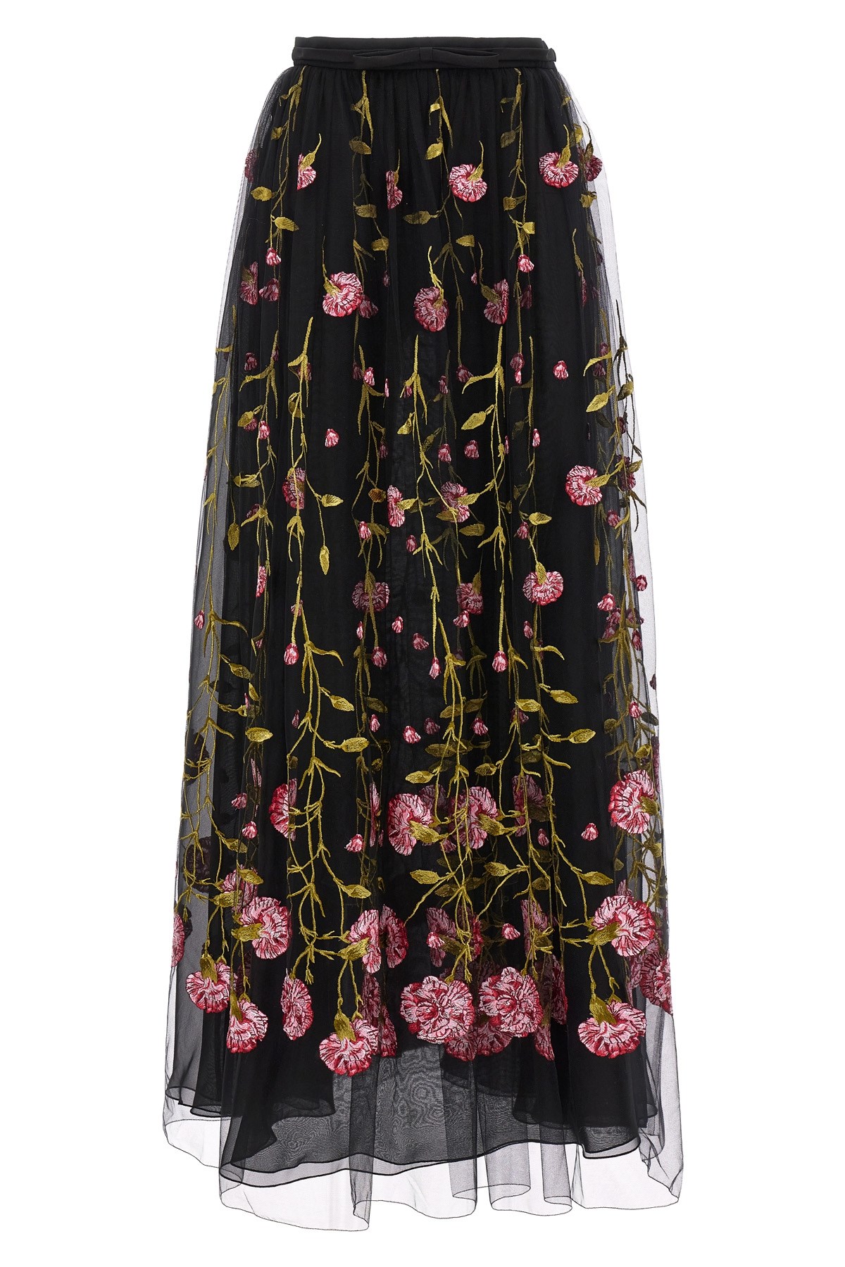 Giambattista Valli Floral-embroidered Tulle Maxi Skirt