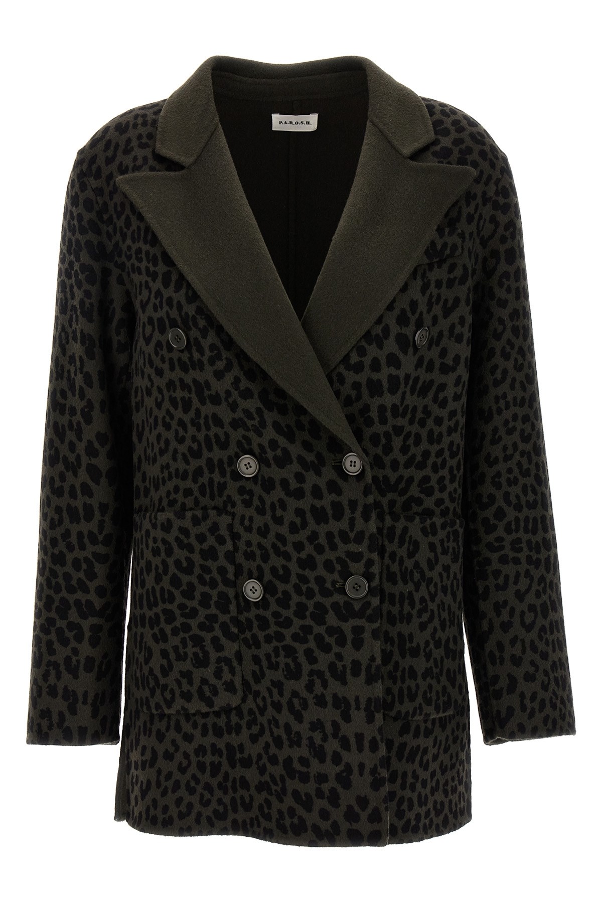 P.a.r.o.s.h Dark Green Animal Print Blazer