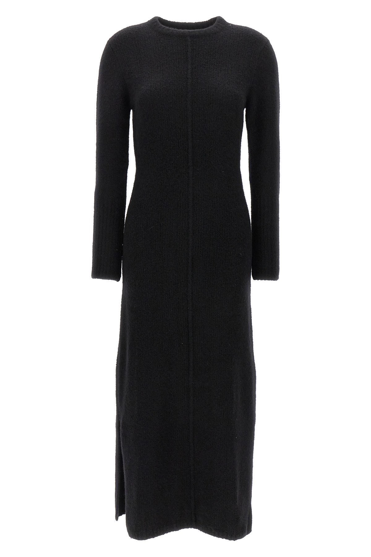 Loulou Studio Long Dress With Ribbed Texture And Slit In Black