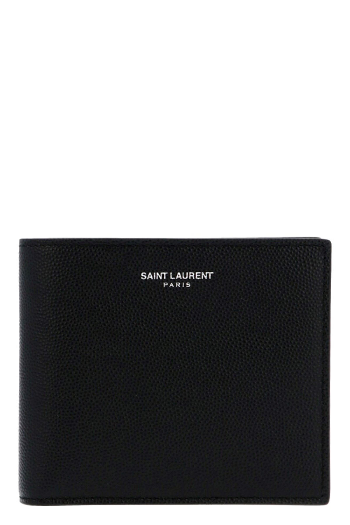 Saint Laurent Black Bi-fold Wallet With Logo Lettering On The Front In Leather Man In Black