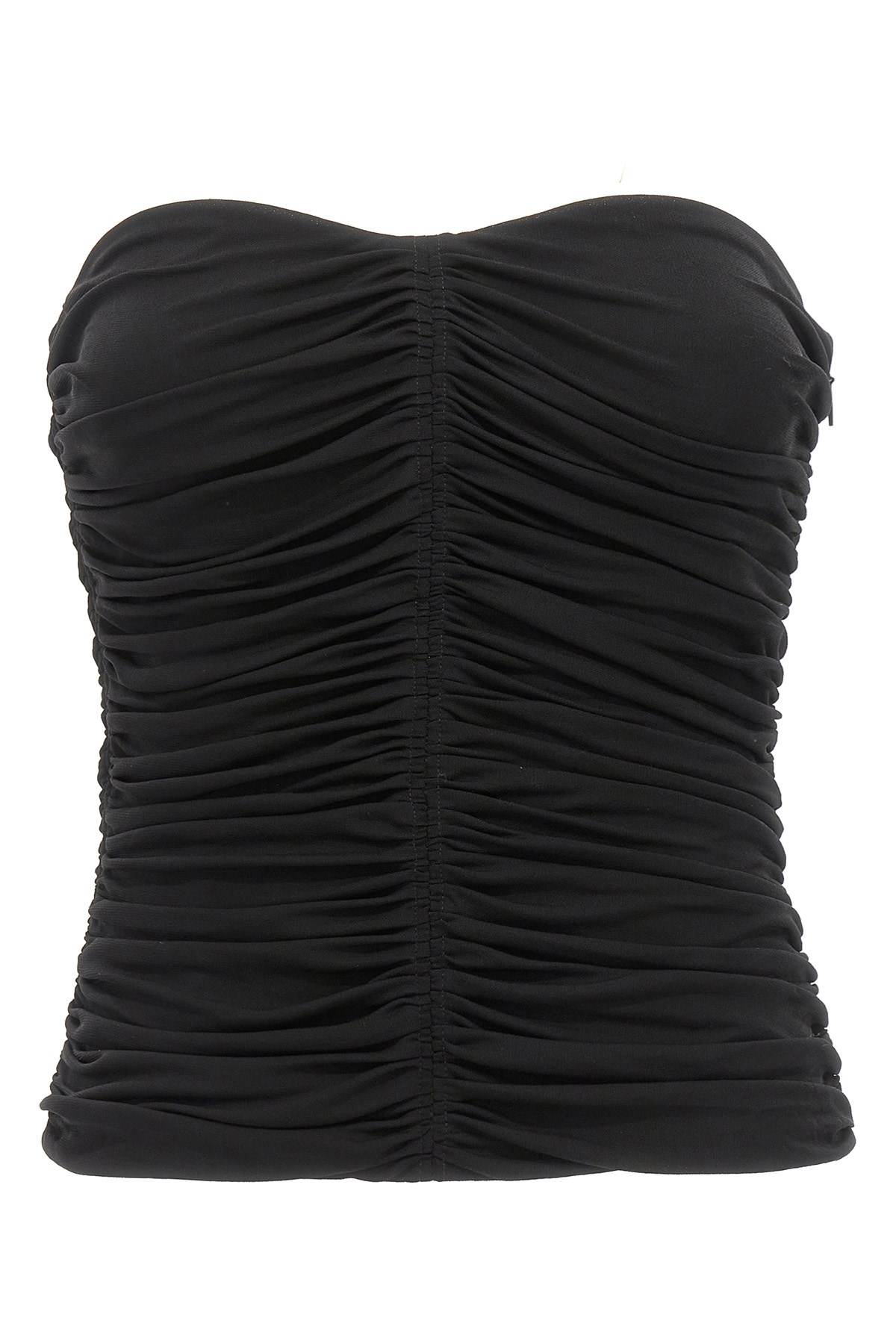 Saint Laurent Strapless Ruched Crepe-jersey Bustier Top