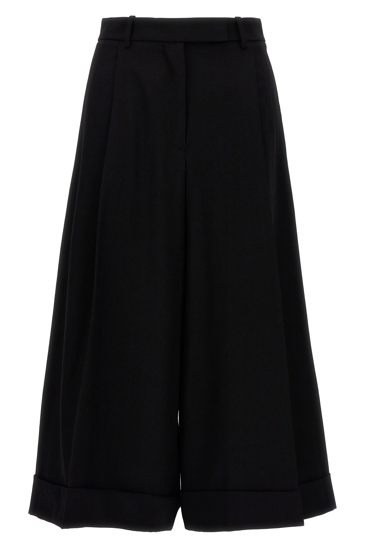 Rochas Wide Leg Pleated Culotte Trousers In Black