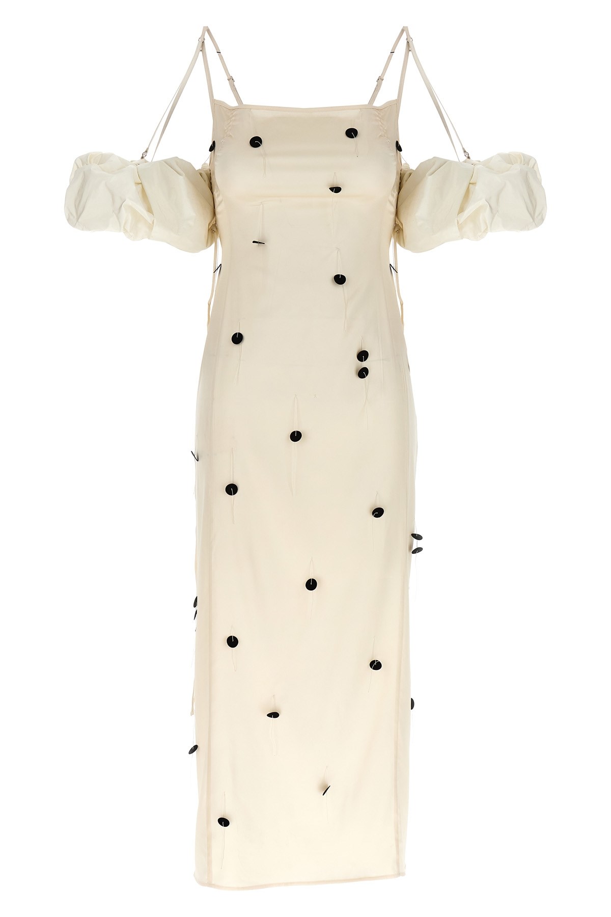Jacquemus Beloved Off-shoulder Midi Dress With Button Embellishments