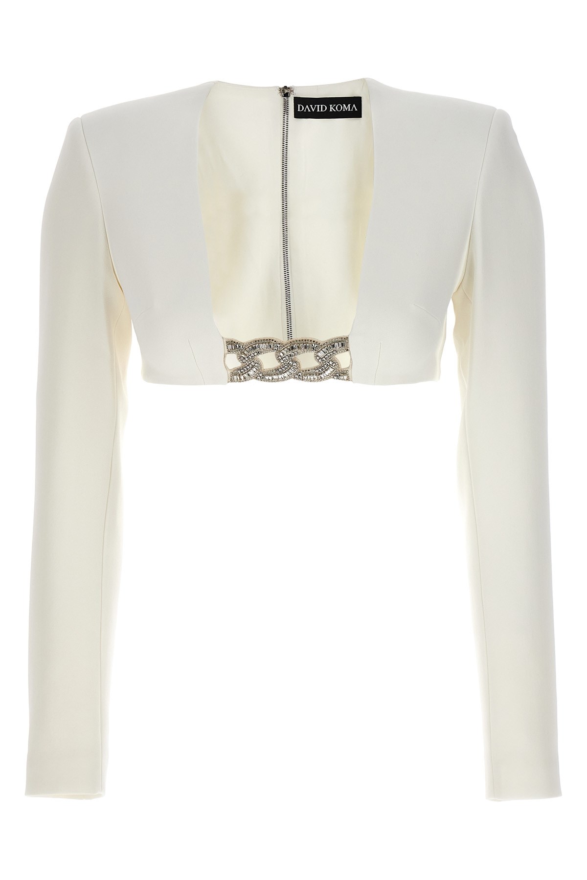 DAVID KOMA Top '3D Crystsal Chain And Square Neck'