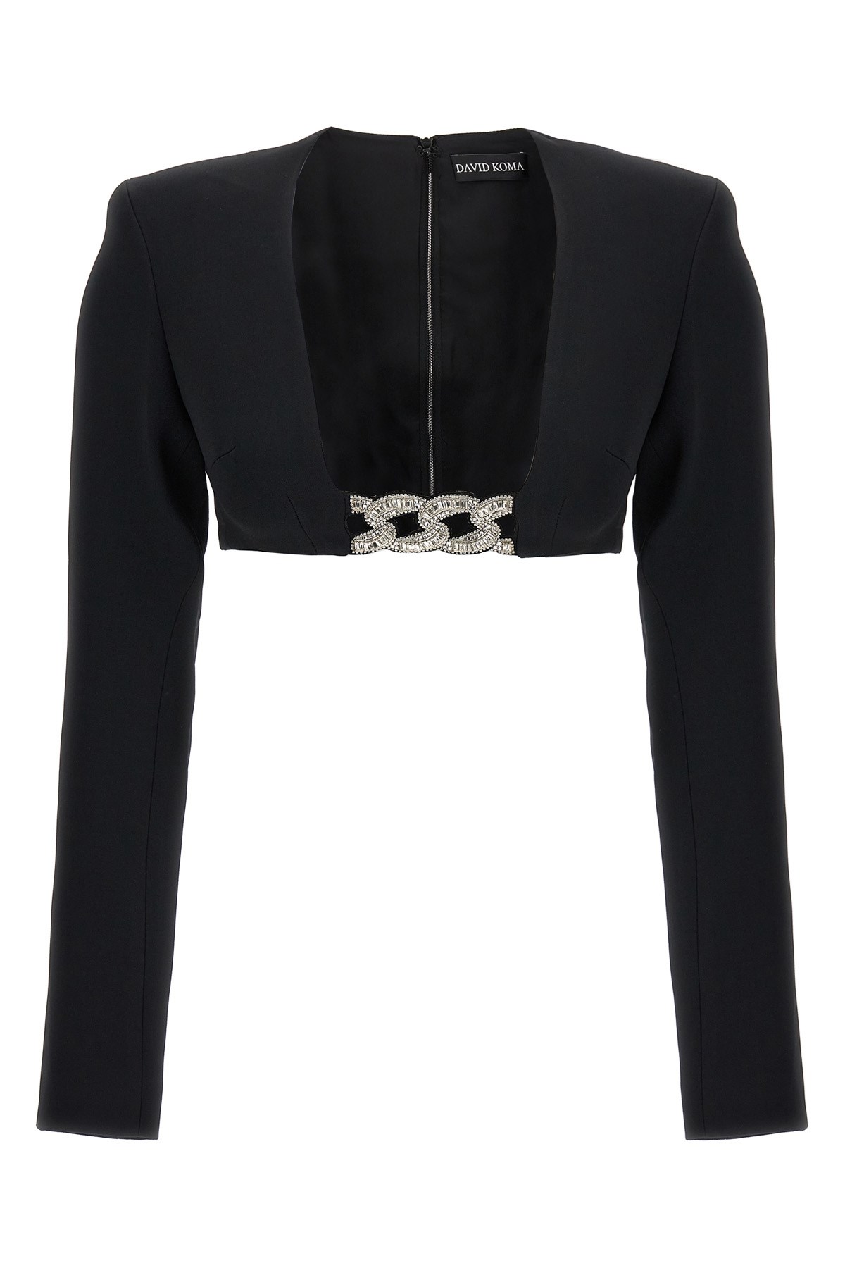 David Koma Top '3d Crystal Chain And Square Neck'