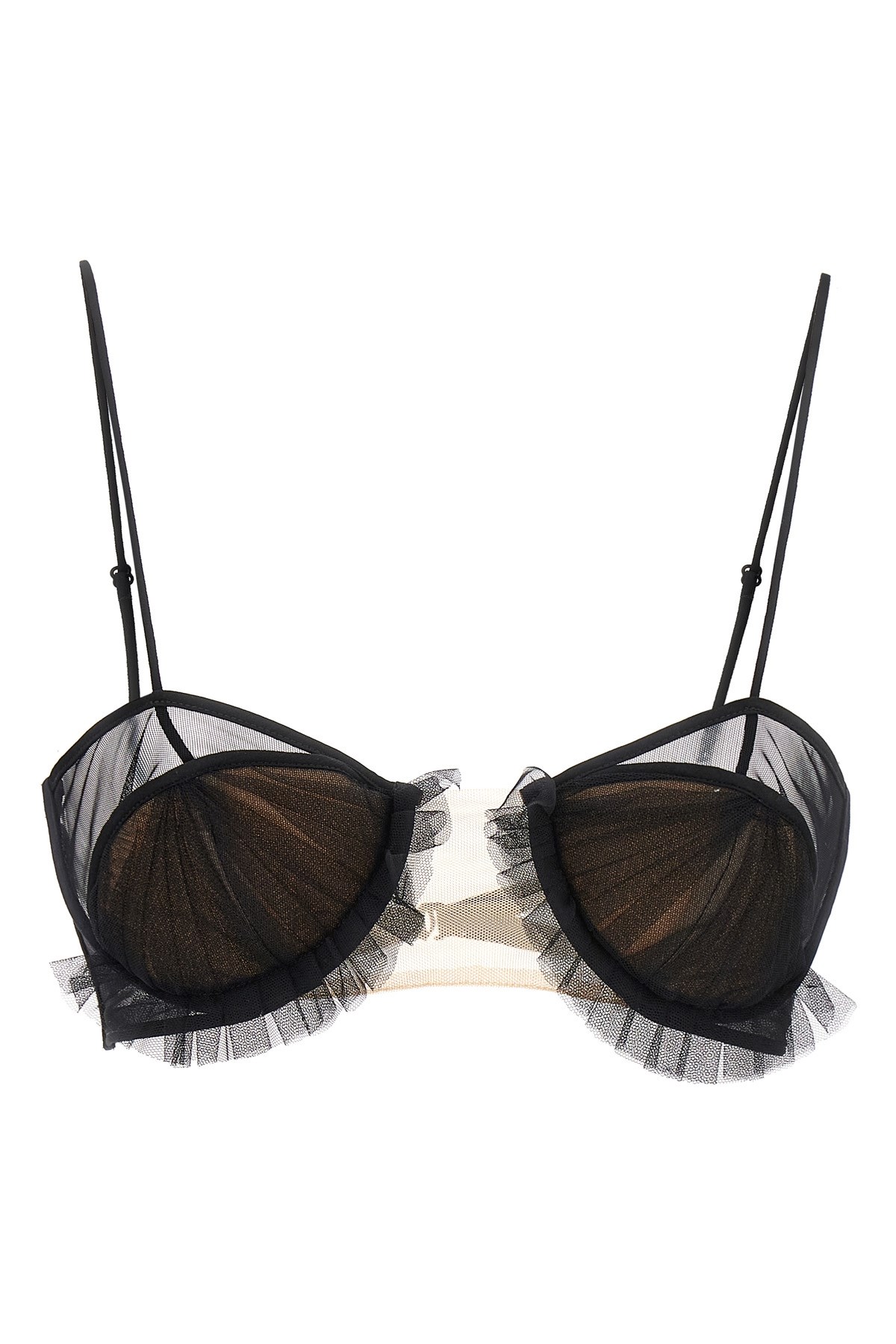 Nensi Dojaka Black Transparent Tulle And Silk Blend Georgette Bra In Black