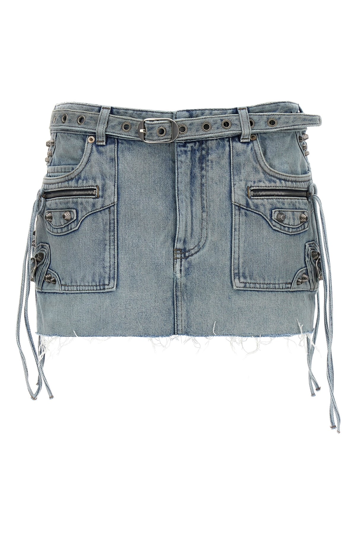 Balenciaga Studded Denim Cagole Mini Skirt