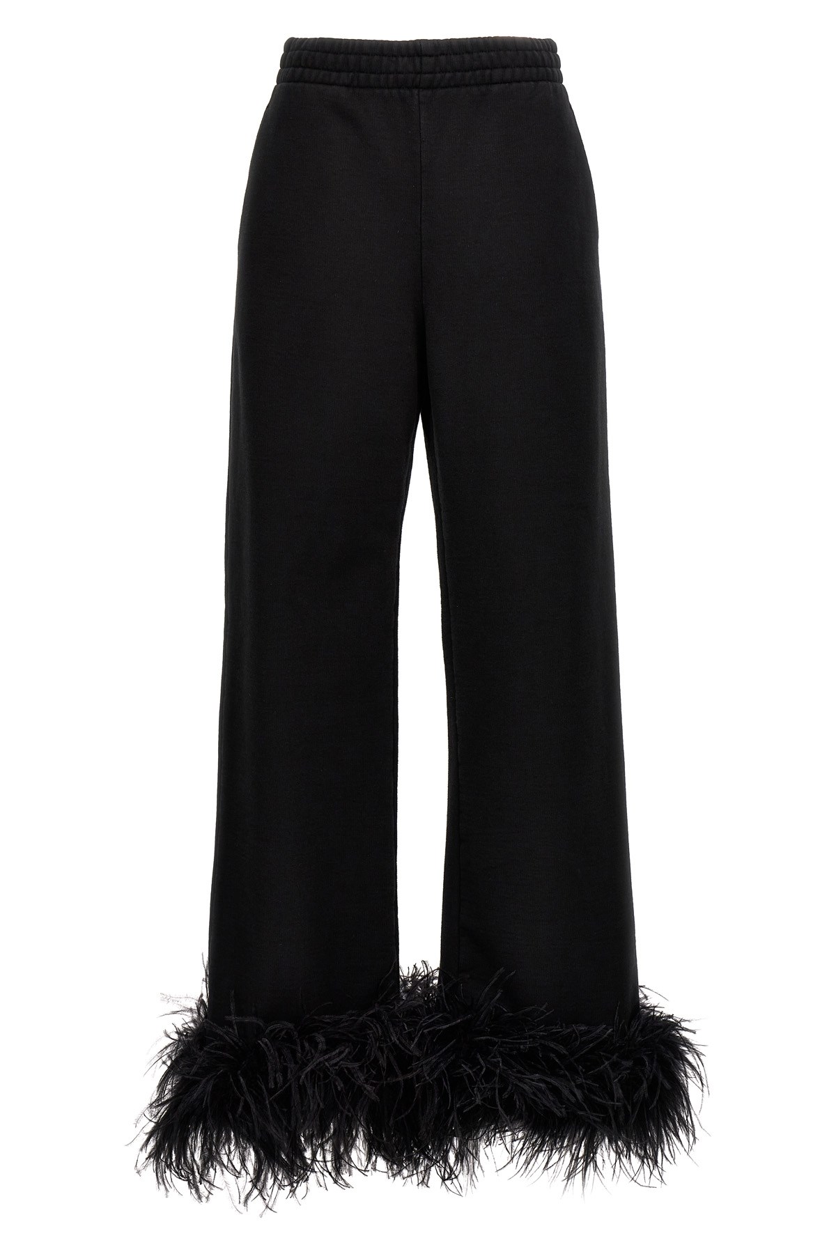 Prada Jogginghose Aus Baumwollfleece Mit Federbesatz In Black