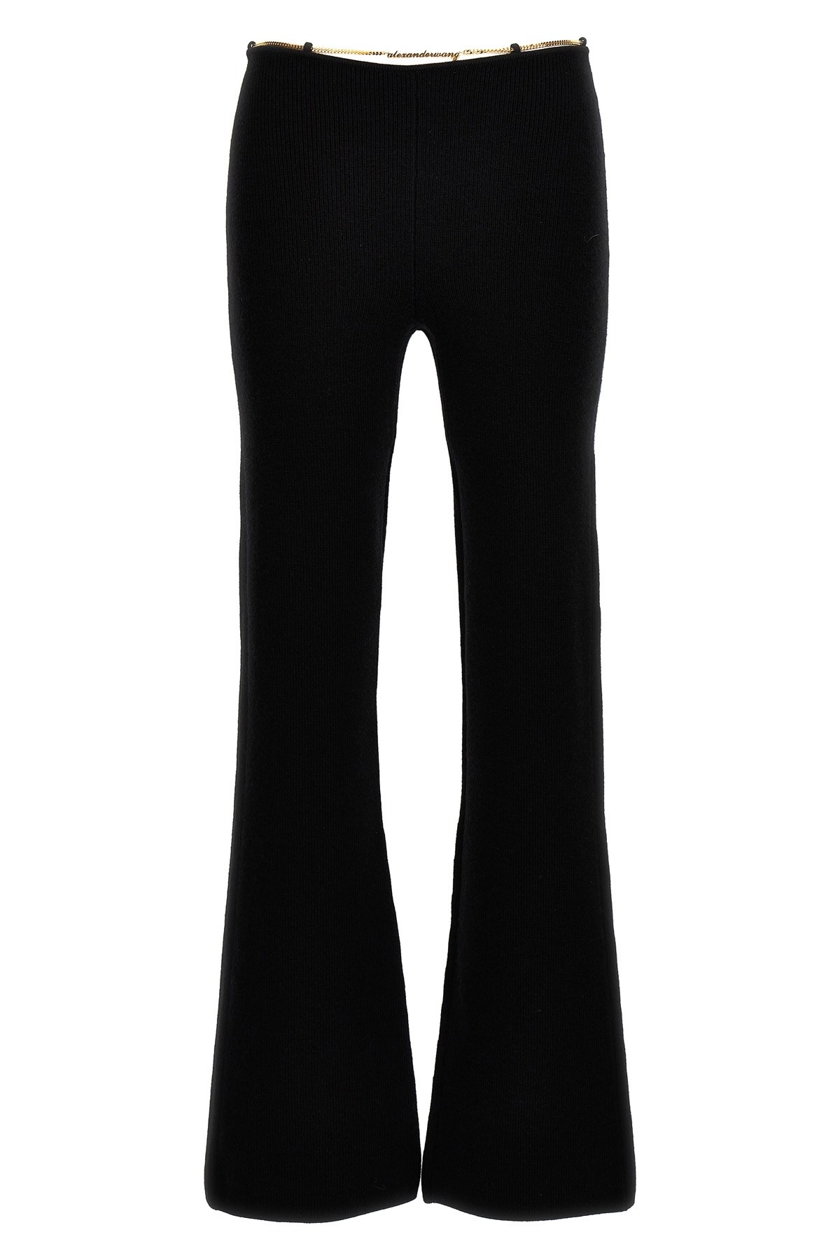 Alexander Wang Ribbed Chain-link Flared Trousers In Black