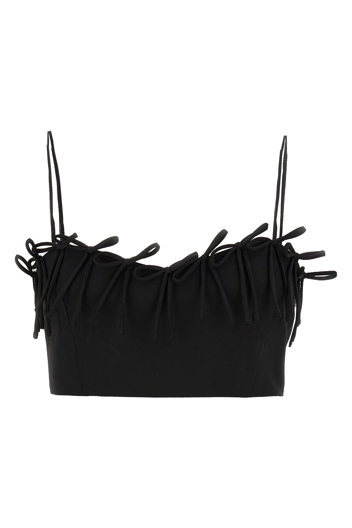 Ganni Bow-detailed Crepe Bra Top