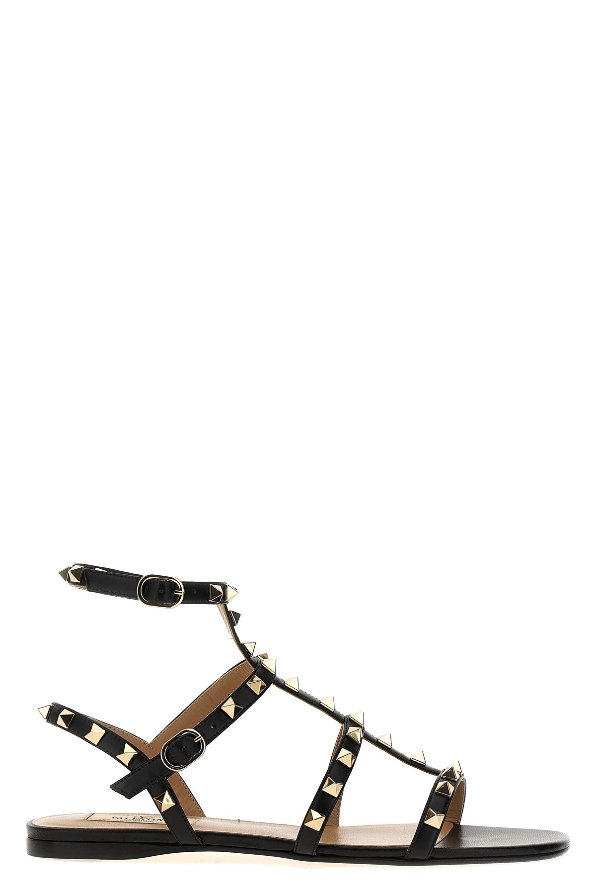 Valentino Garavani Black Leather Rockstud Sandals