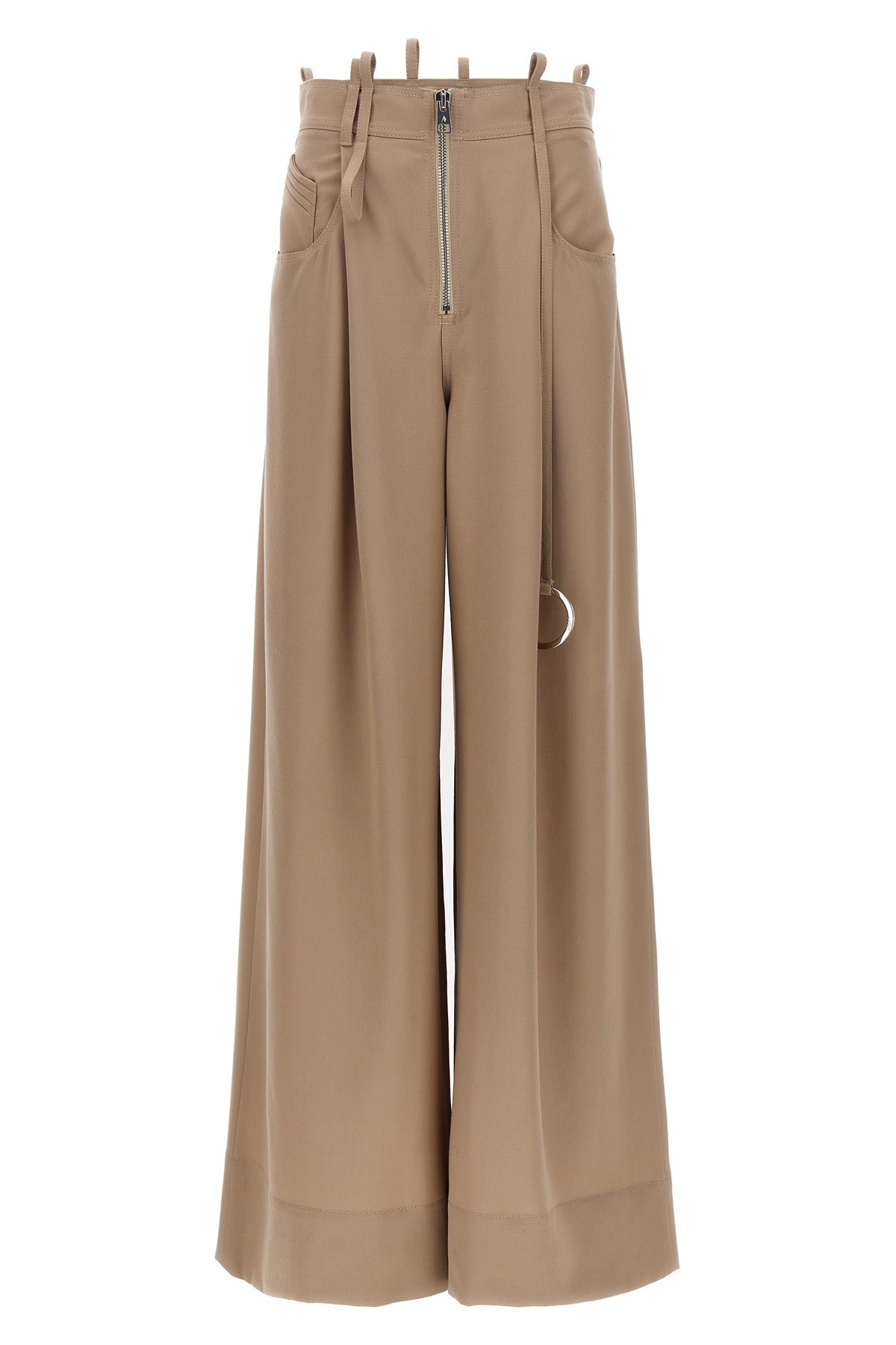 Attico Gabardine Pence Zip Up Wide Pants