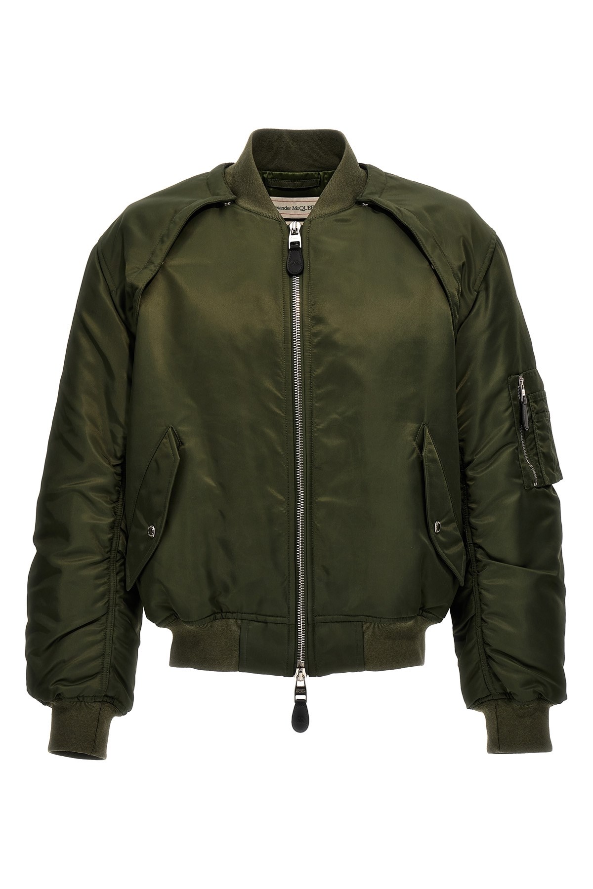Alexander Mcqueen Convertible Khaki Nylon Bomber Jacket