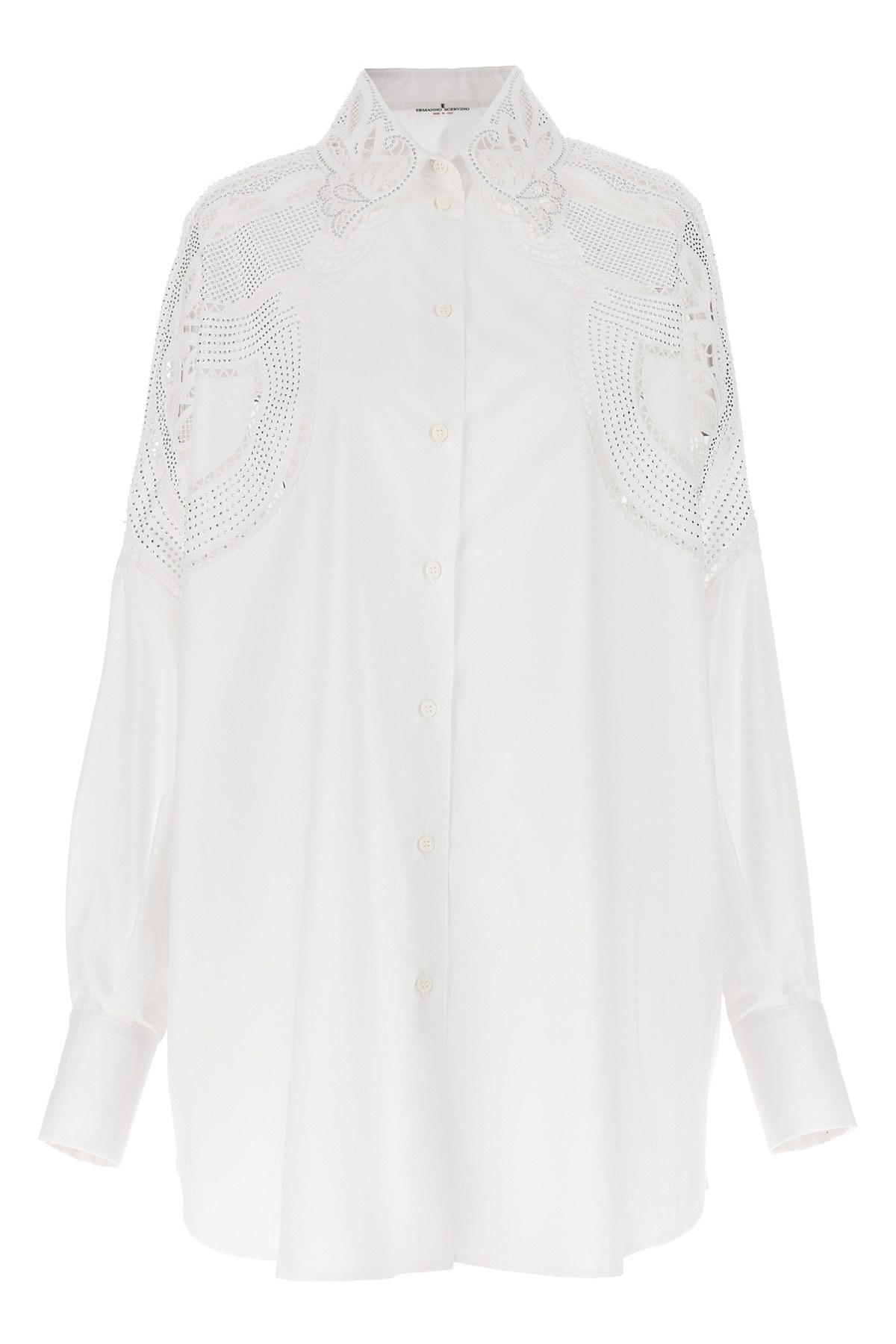 Ermanno Scervino White Over Shirt With Sangallo Lace Cut-outs