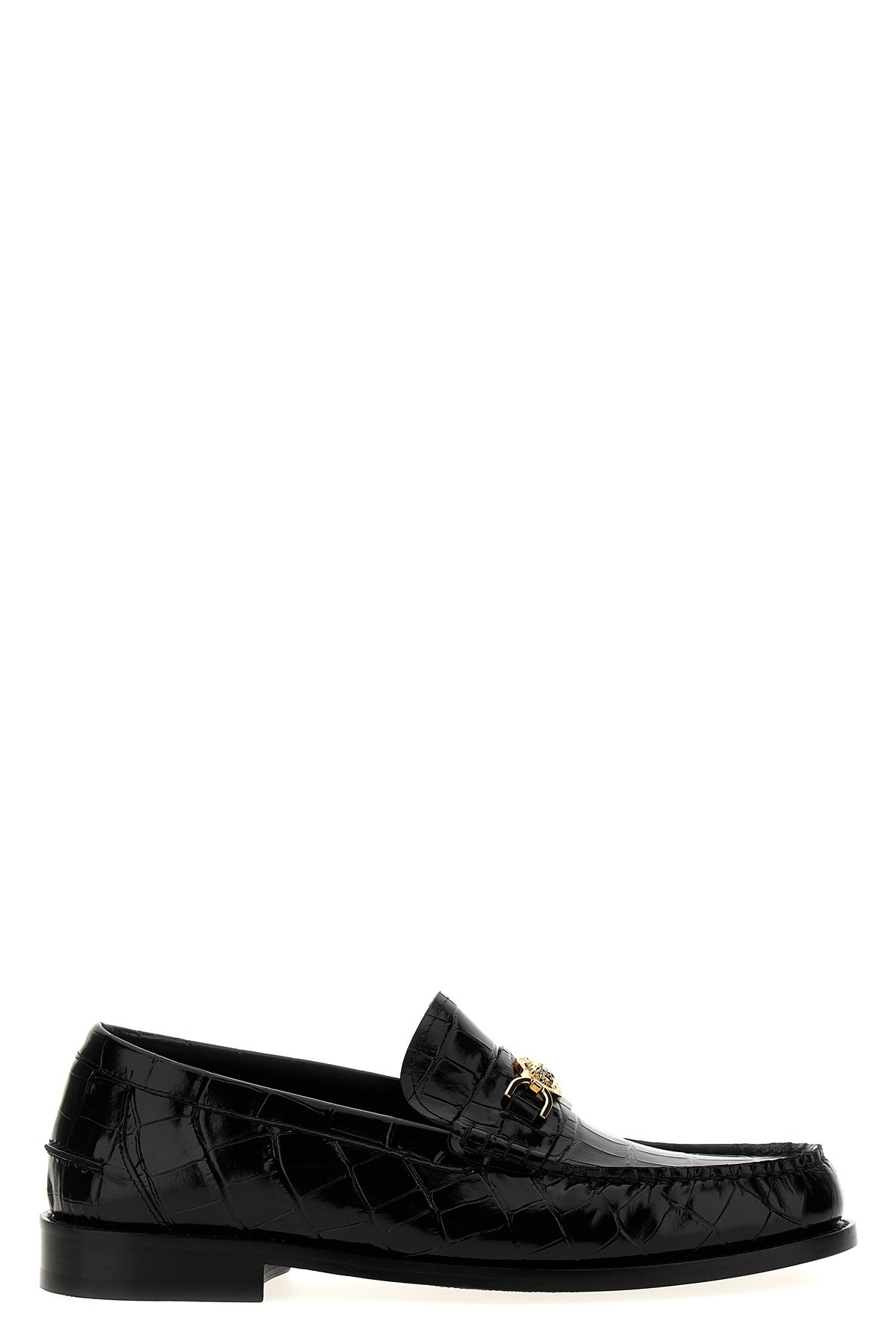Versace Medusa Crocodile-embossed Leather Loafers