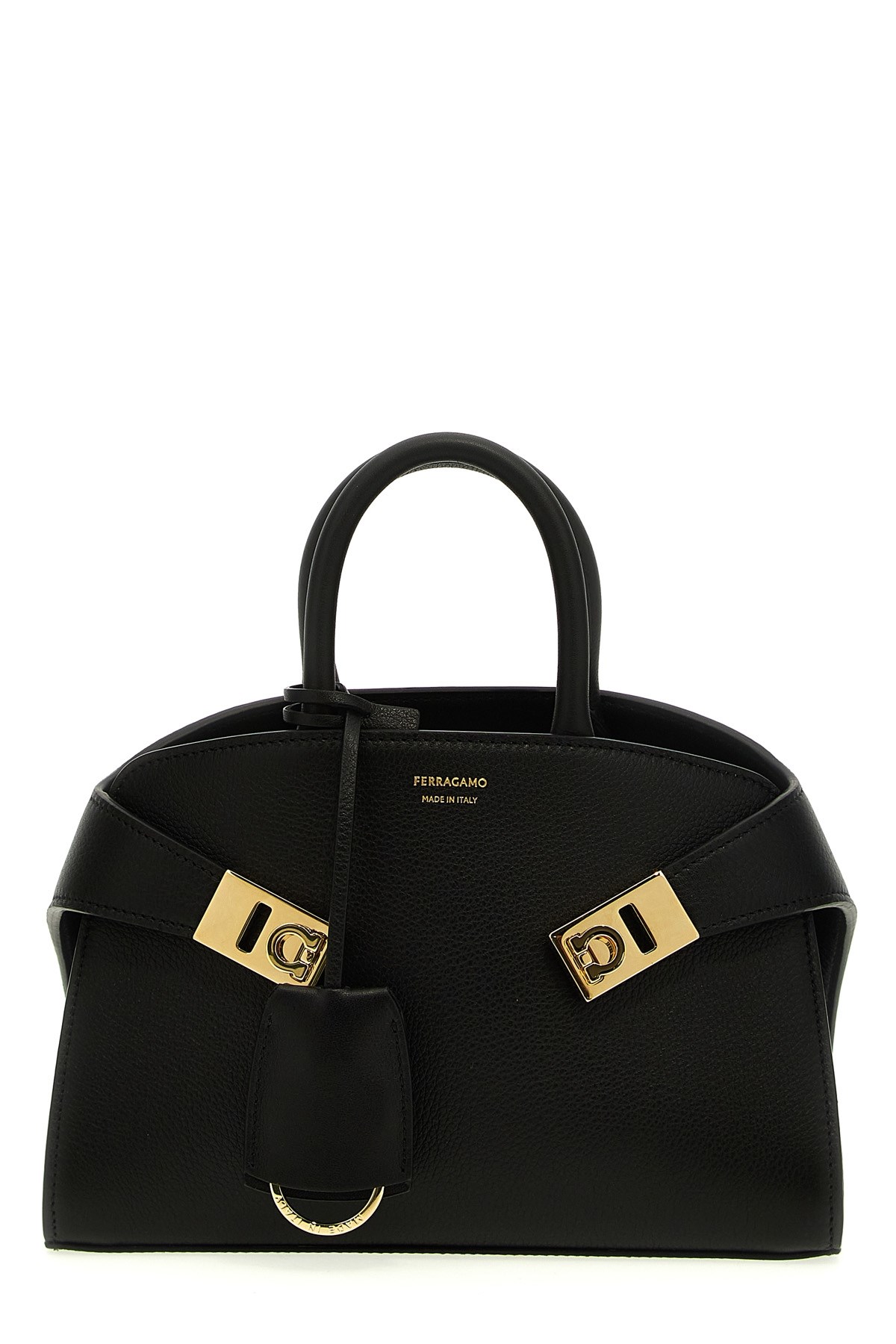 Ferragamo Mini Hug Handbag Detachable Tag In Black