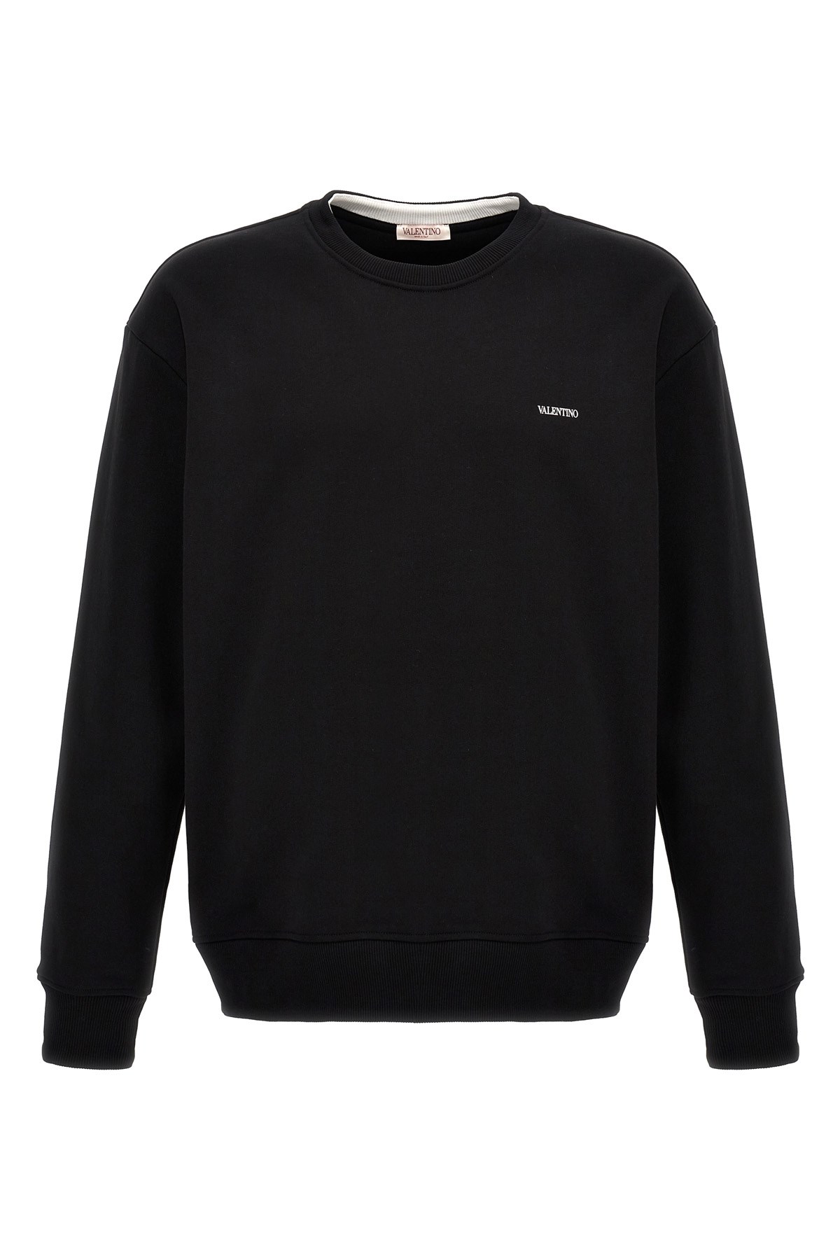 Valentino Felpa Girocollo In Cotone Con Logo Frontale