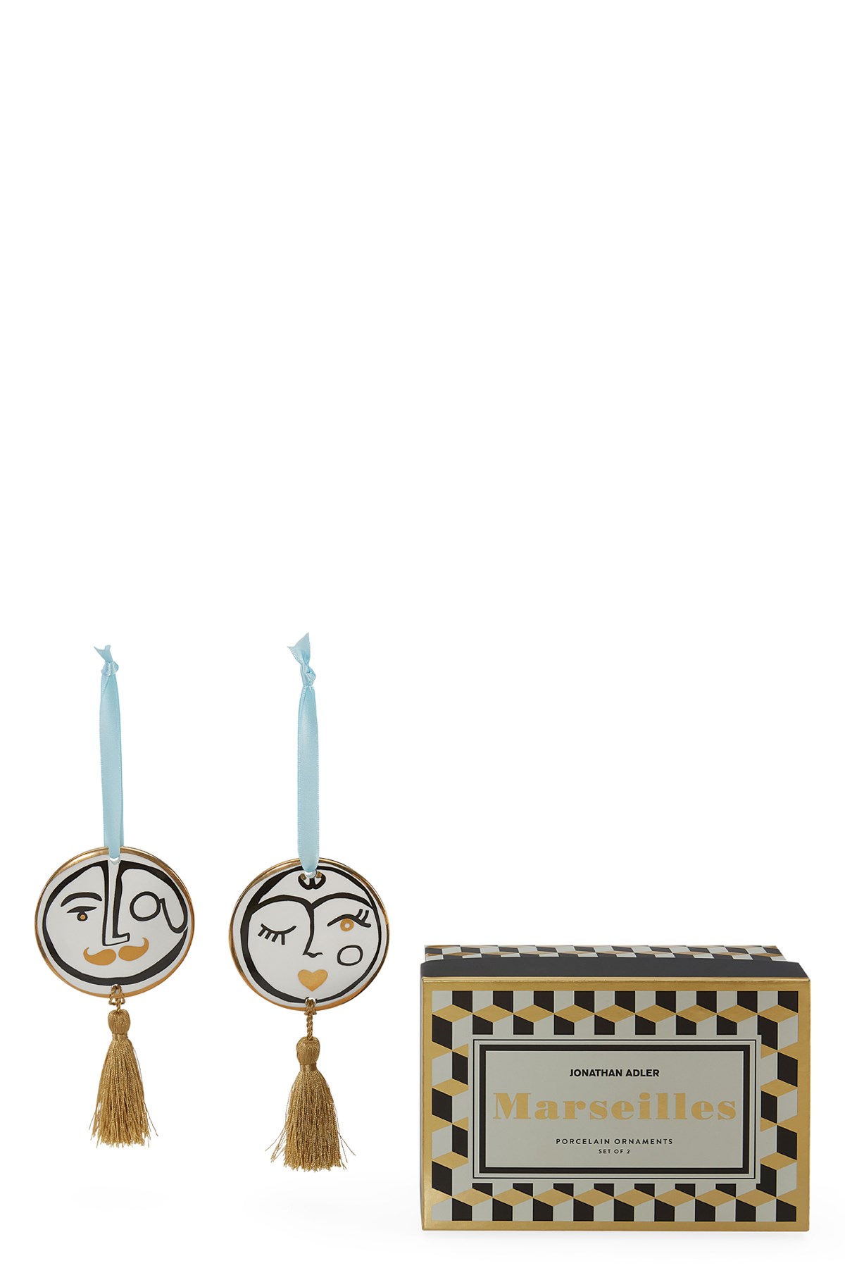 Jonathan Adler Set Of 2 'marseilles' Ornaments