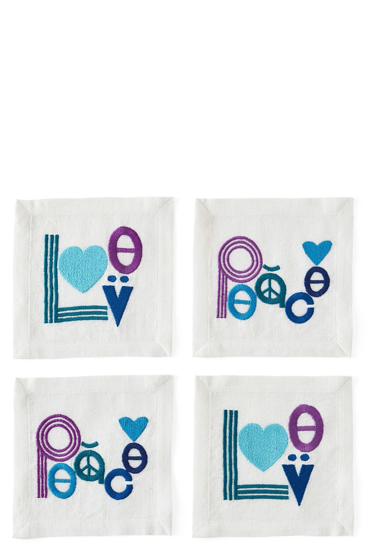Set Of 4 Napkins 'Peace & Love' - Size U