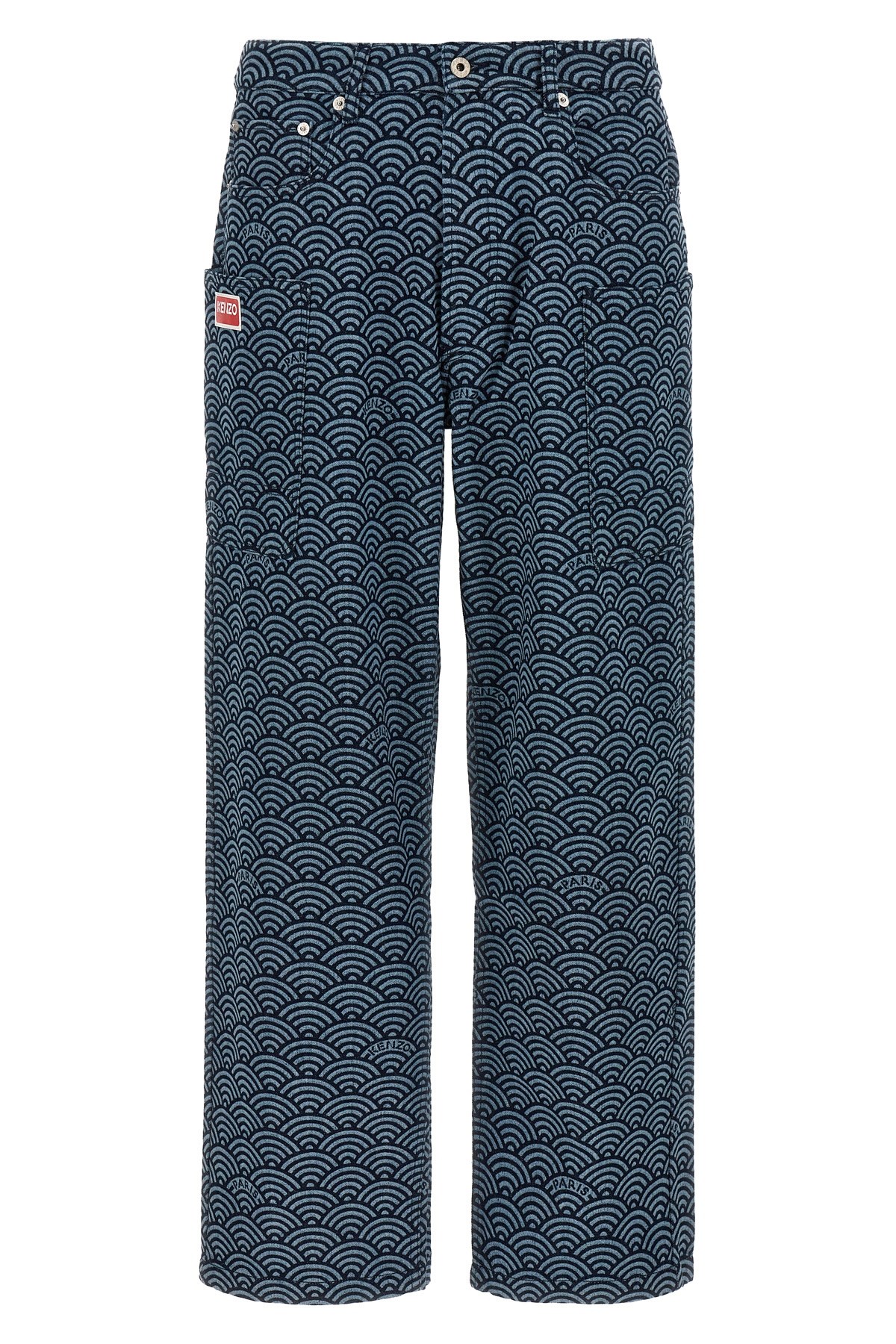 Kenzo Monkey Workwear Jeans With Seigaiha Print