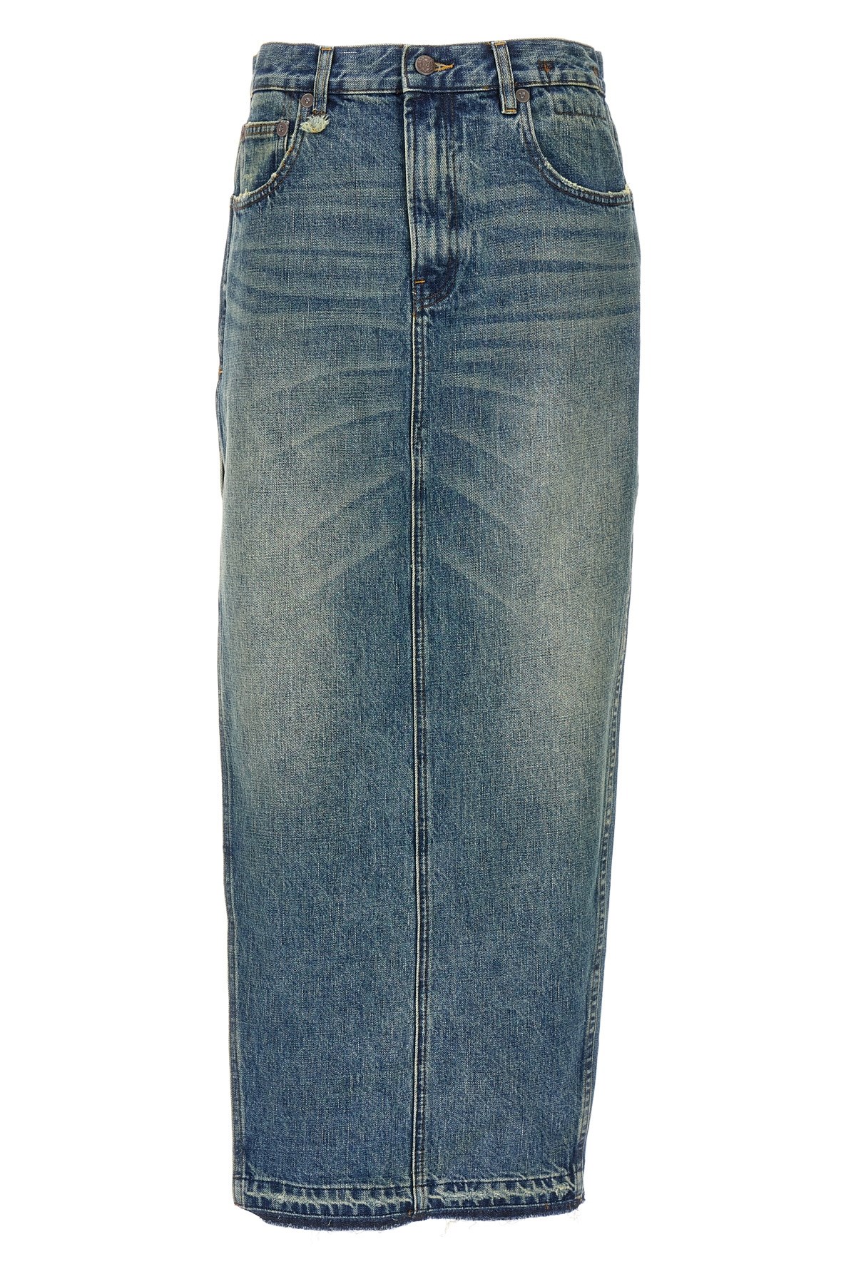 R13 R13 MIDI DENIM SKIRT