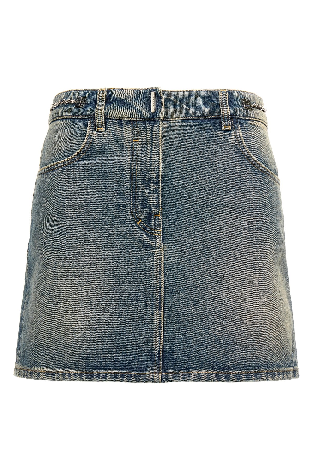 Givenchy Mini Skirt In Denim With Chain Details