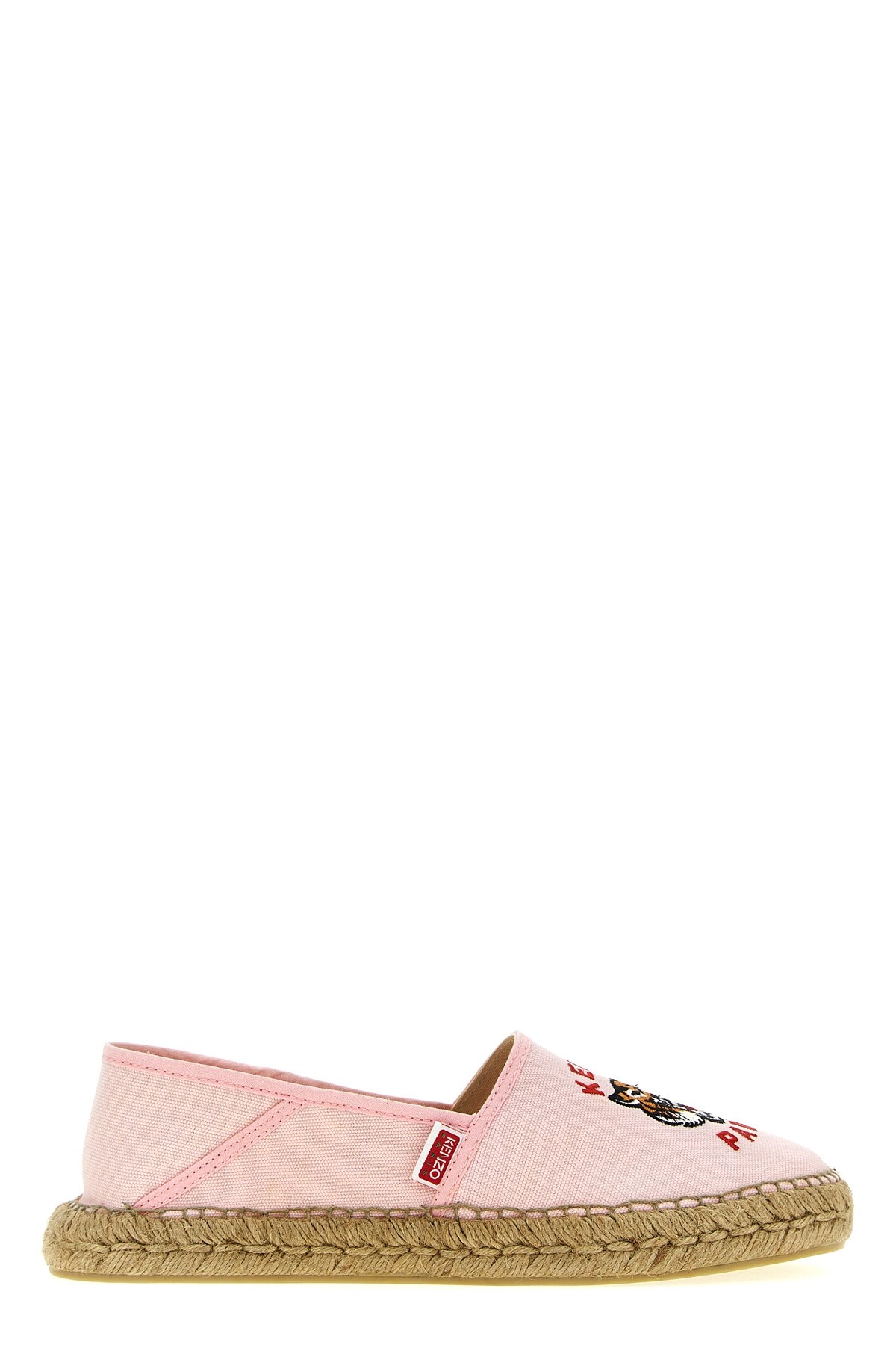 Kenzo ' Lucky Tiger' Embroidered Canvas Espadrilles In Pink