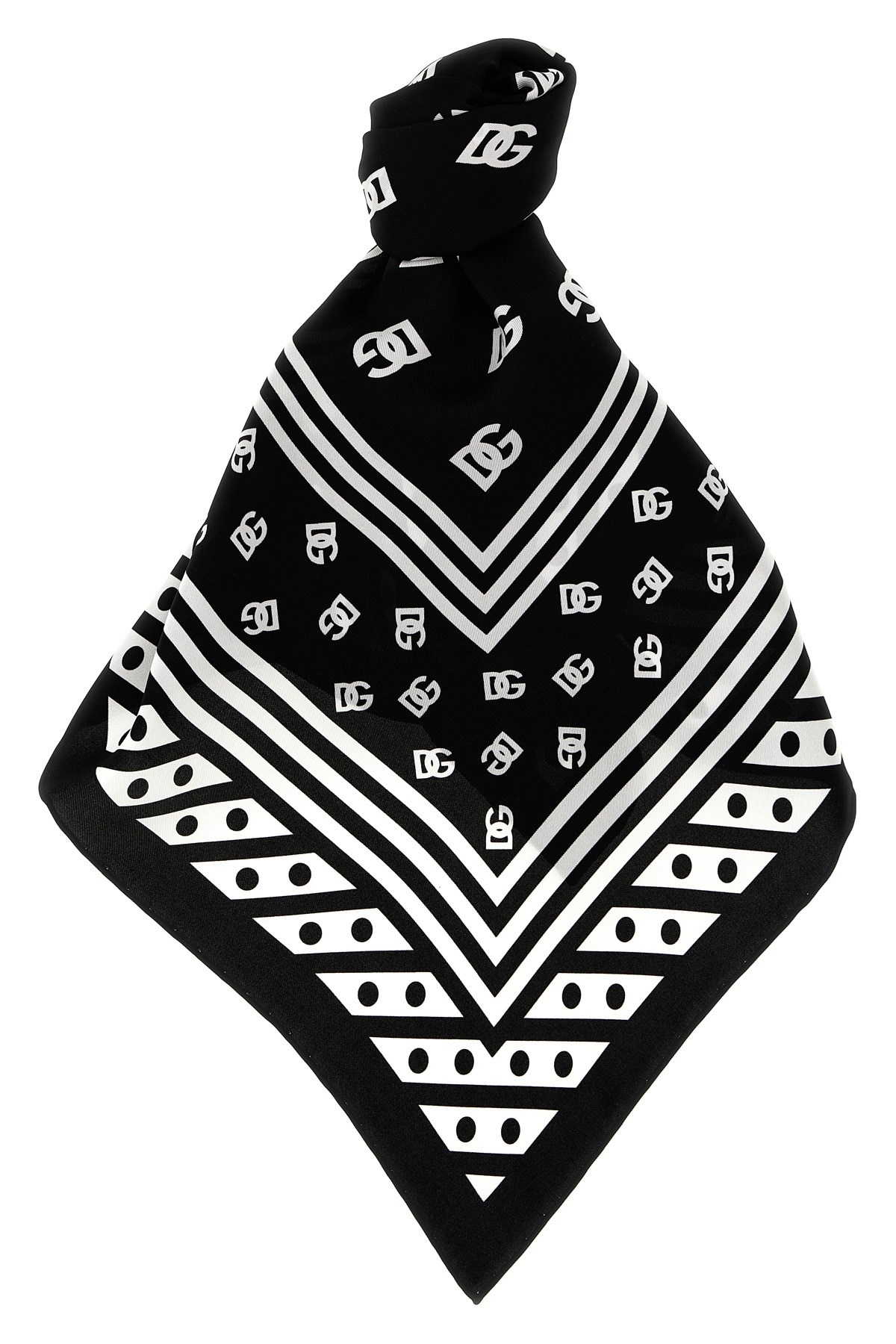Dolce & Gabbana Brand Emblem Square Scarf With Striped Border