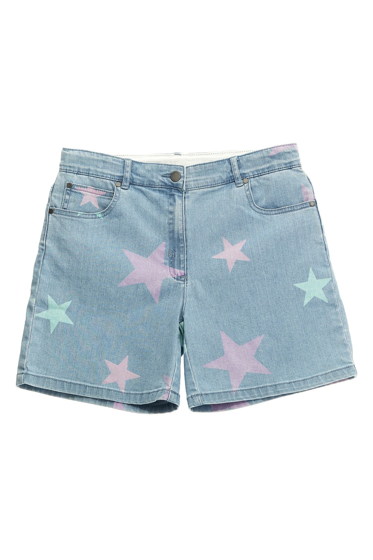 Shop Stella Mccartney Kids Printed Denim Shorts
