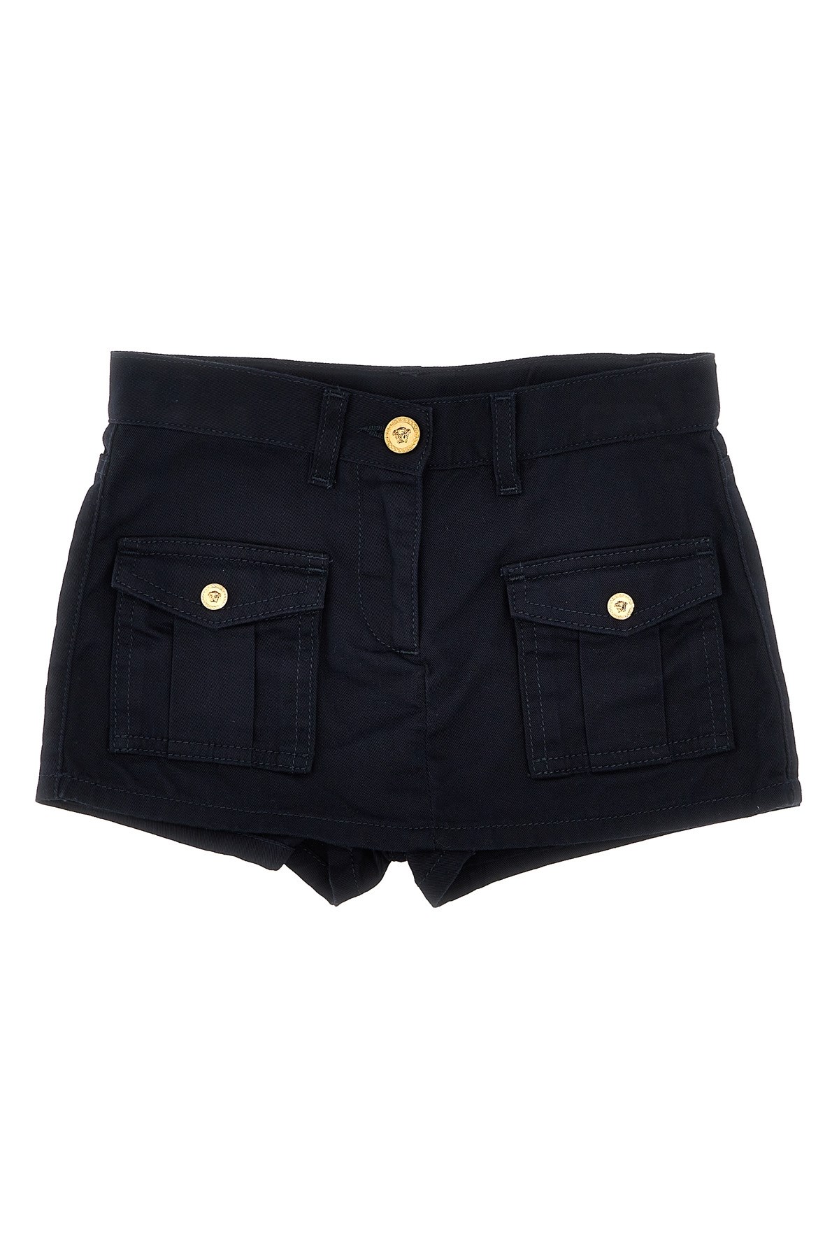 Versace Kids Gabardine Shorts In Black