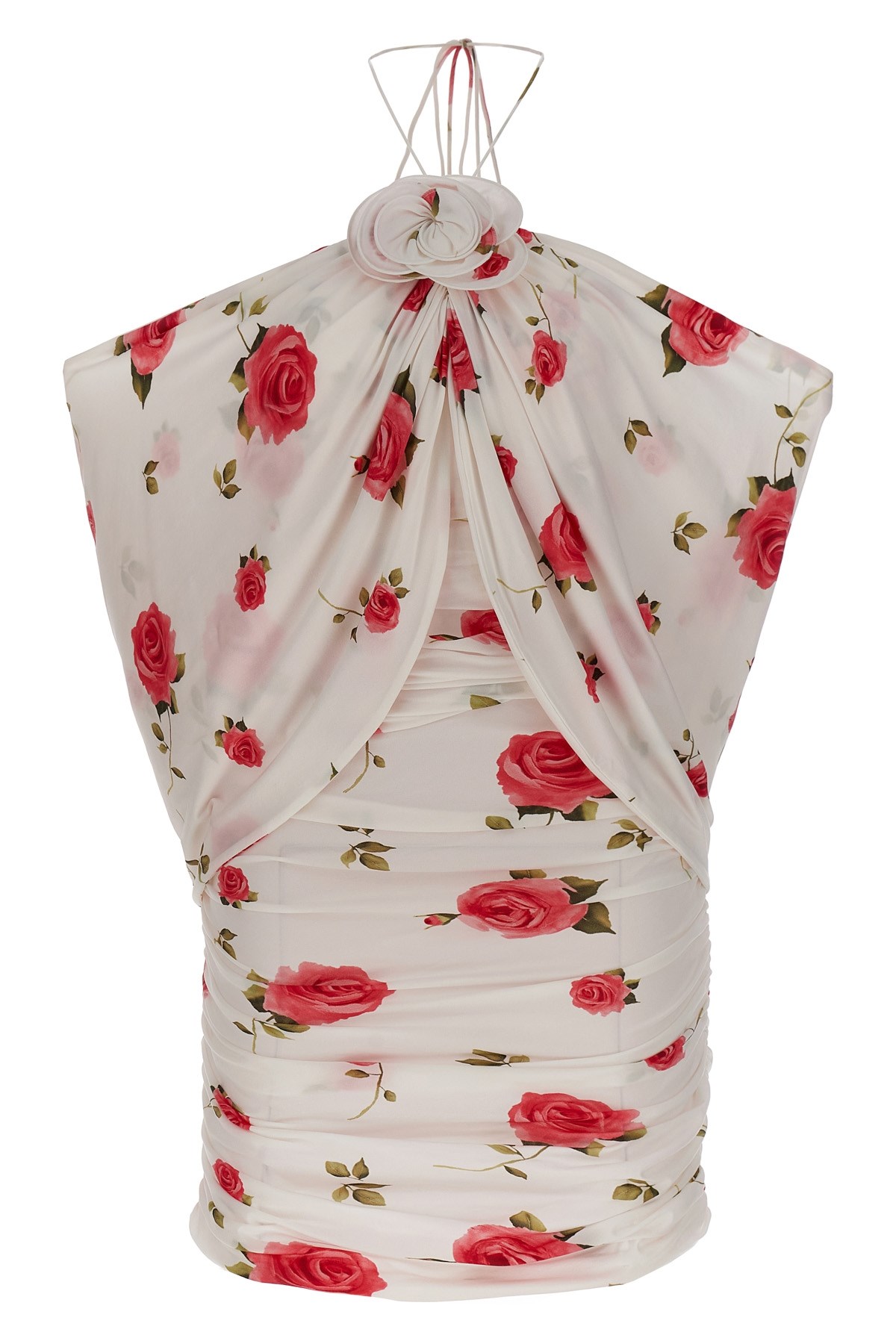 Magda Butrym Mini Draped Dress With All-over Rose Print