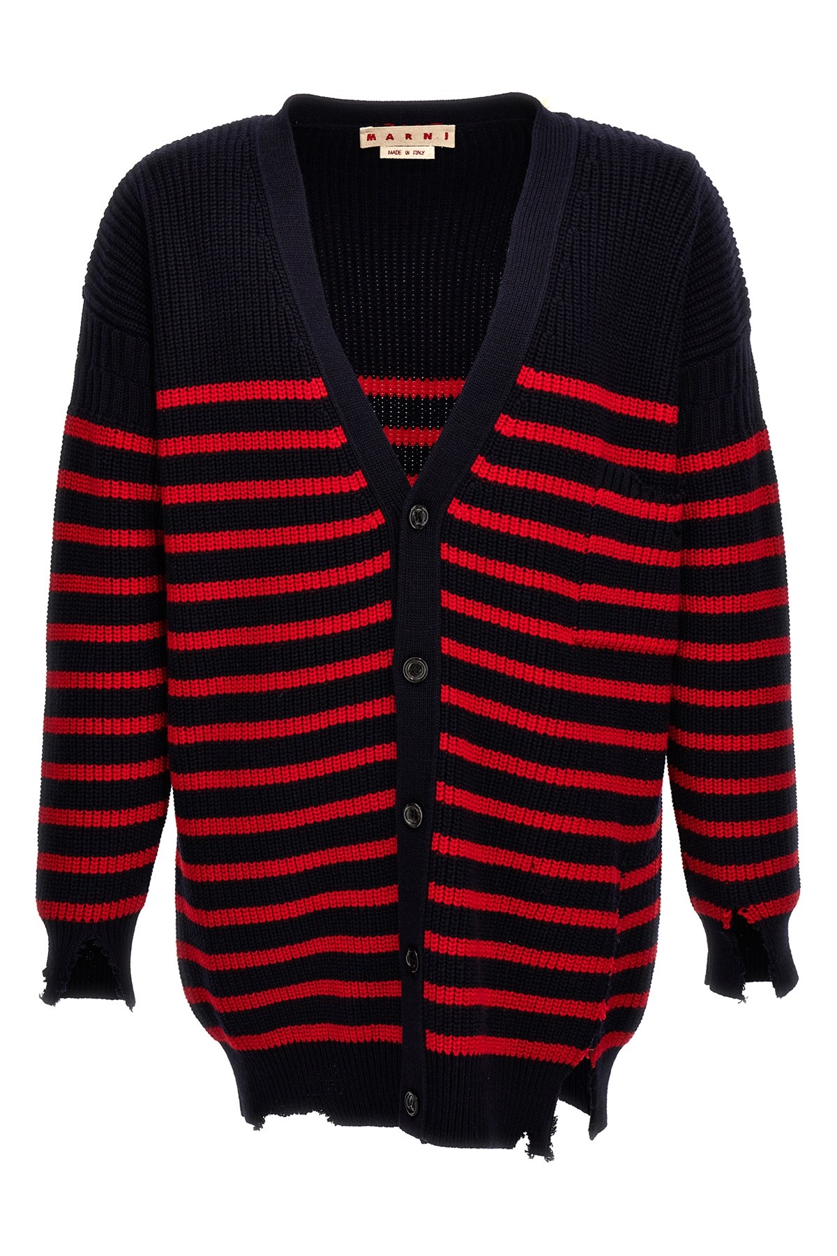 Destroyed Effect Striped Cardigan - Size 46 IT