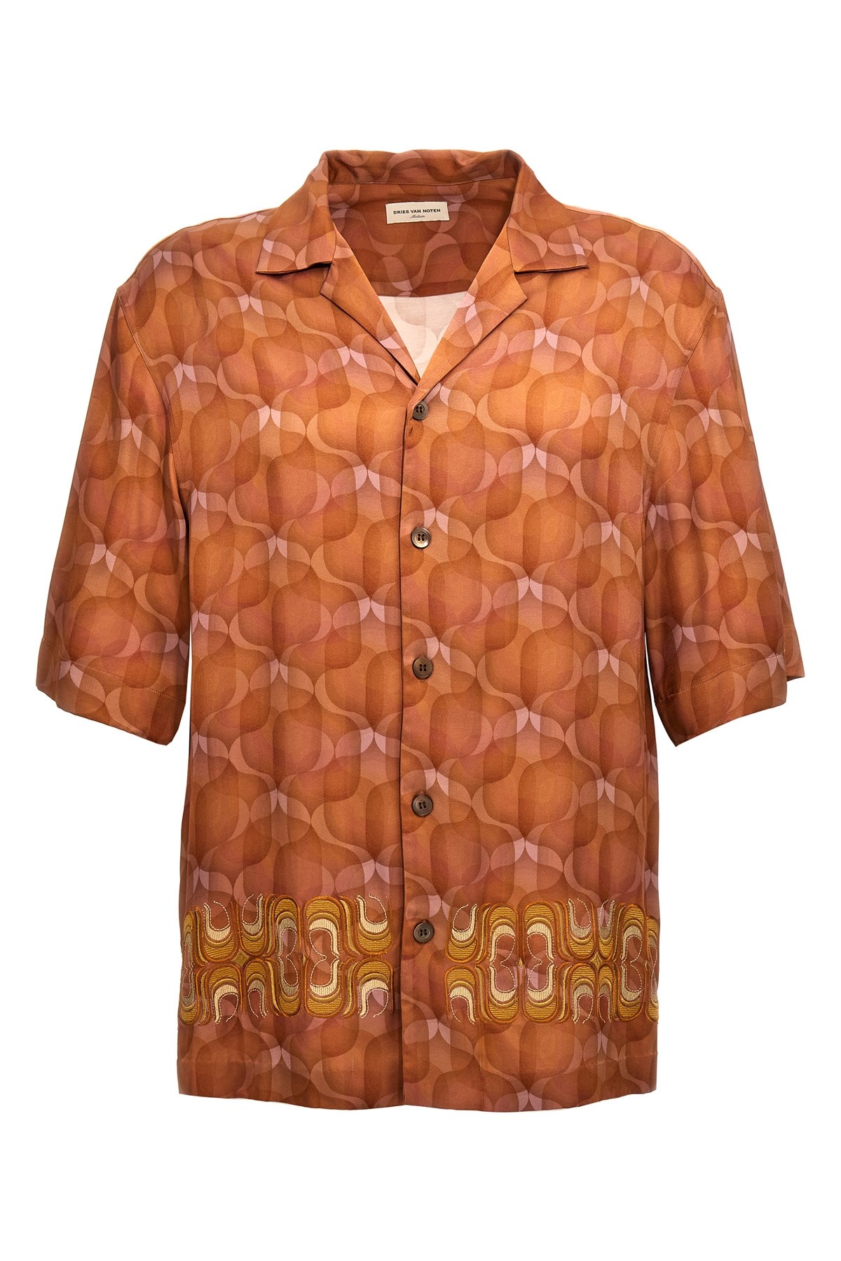 Dries Van Noten 'cassiemb' Geometric Embroidered Shirt In Brown