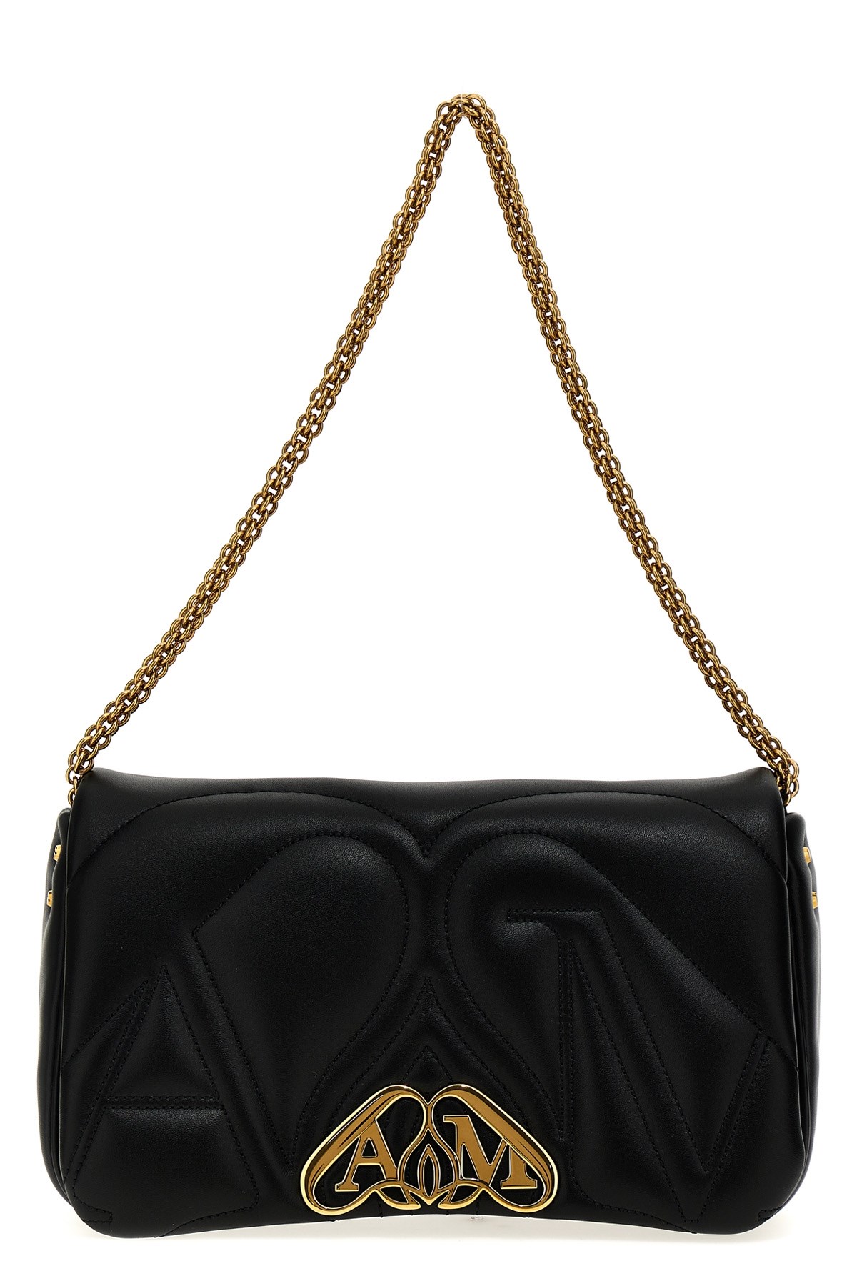 Alexander Mcqueen Black Leather Small Seal Shoulder Bag