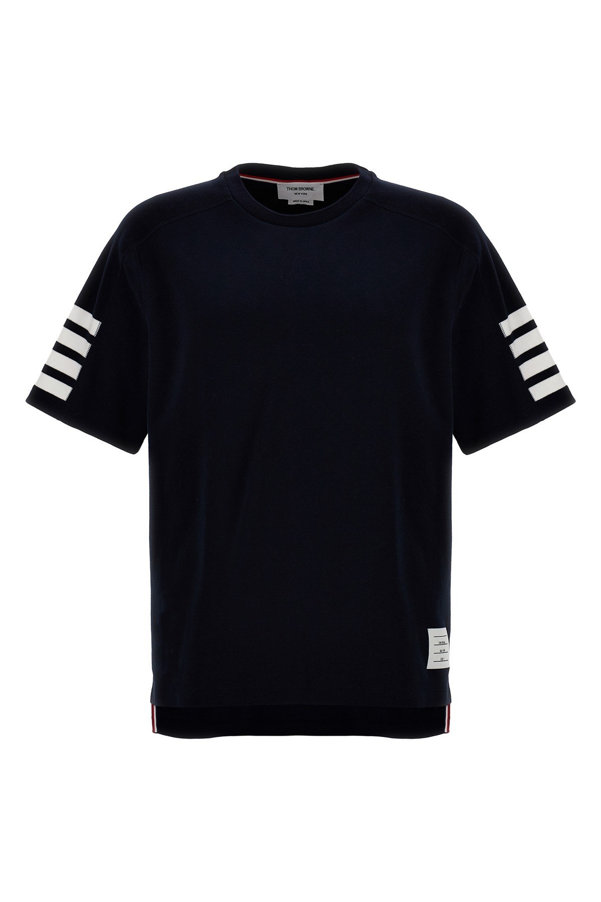 Thom Browne 4 Bar T-shirt Blue In Black